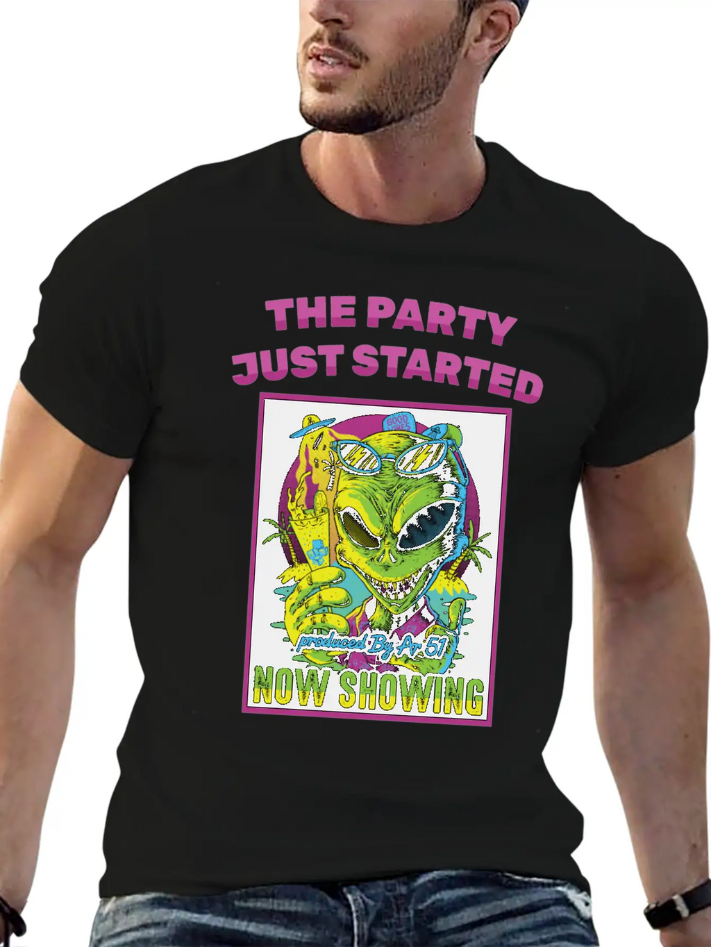 Horror Poster - The Party Just Started - Alien - Unisex Casual T-Shirt – Clean Design For Daily Comfort