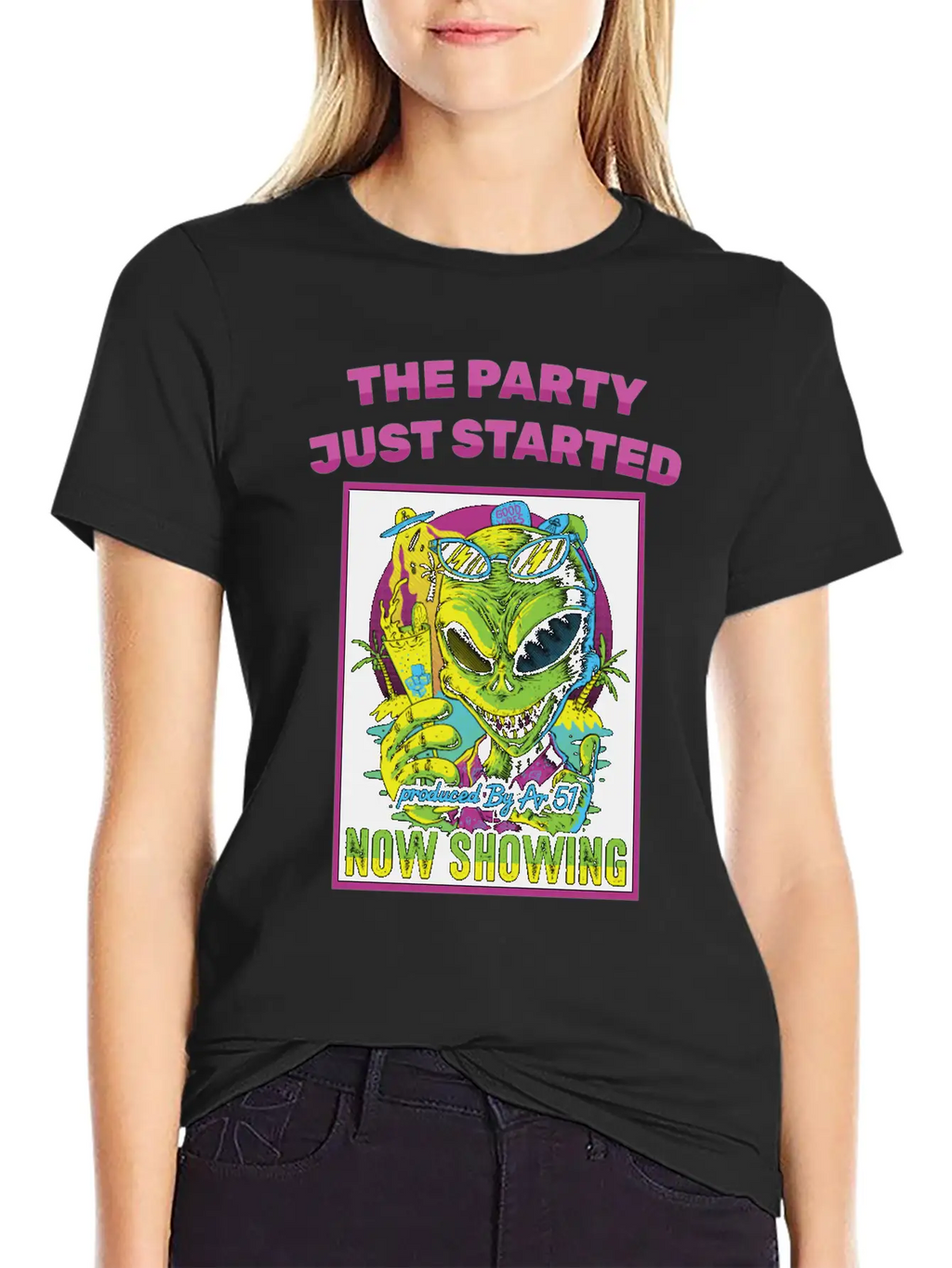 Horror Poster - The Party Just Started - Alien - Unisex Casual T-Shirt – Clean Design For Daily Comfort