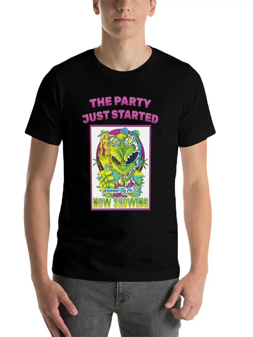 Horror Poster - The Party Just Started - Alien - Unisex Casual T-Shirt – Clean Design For Daily Comfort