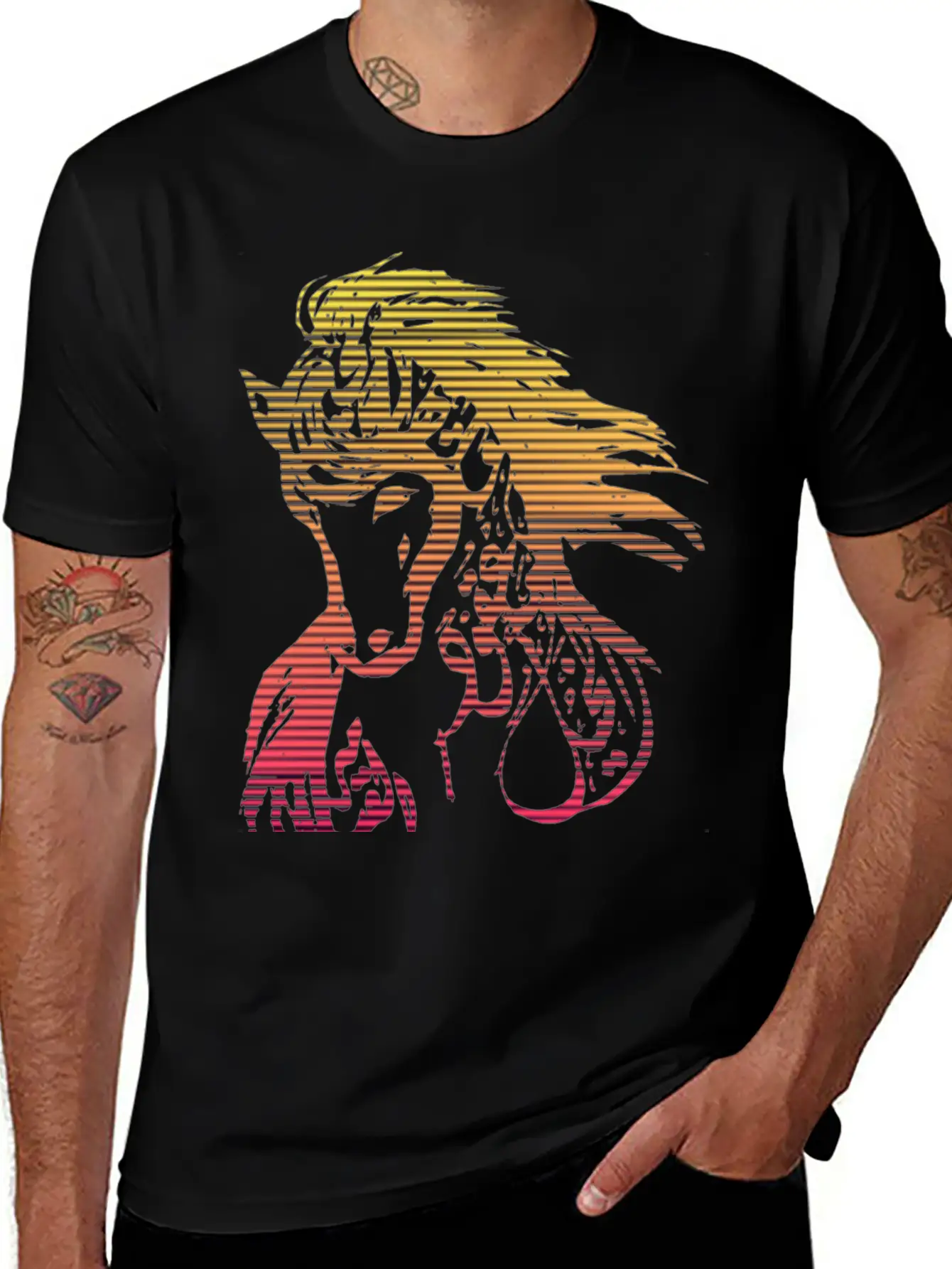 Horse Face Colorful Hand Drawn Breathable Soft Cotton T-Shirt – Timeless Casual Look