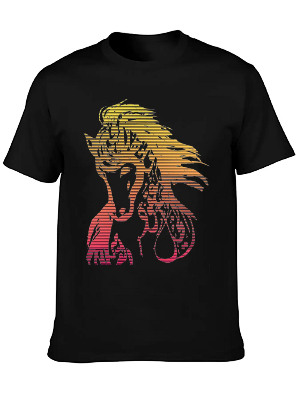Horse Face Colorful Hand Drawn Breathable Soft Cotton T-Shirt – Timeless Casual Look