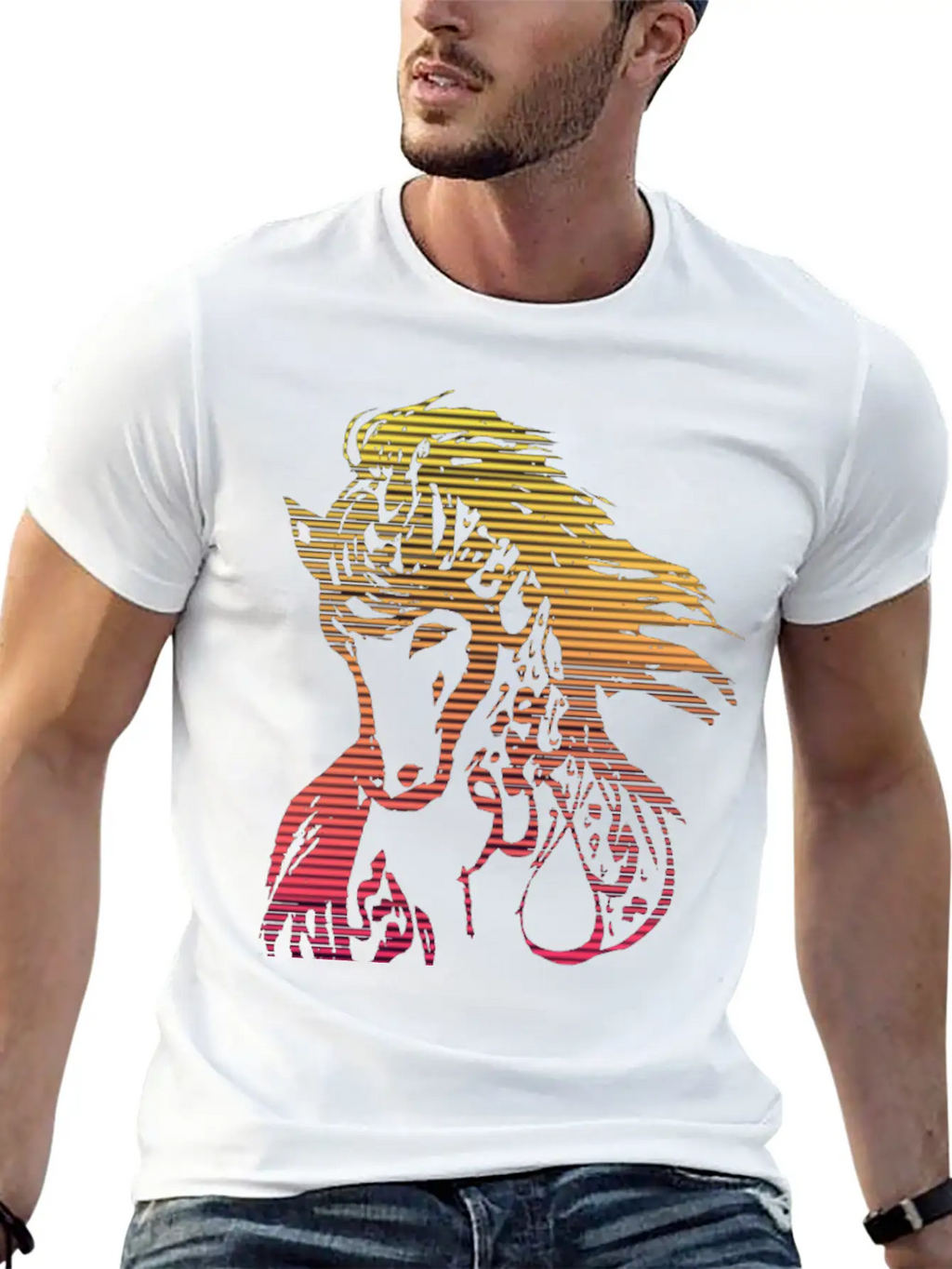 Horse Face Colorful Hand Drawn Breathable Soft Cotton T-Shirt – Timeless Casual Look