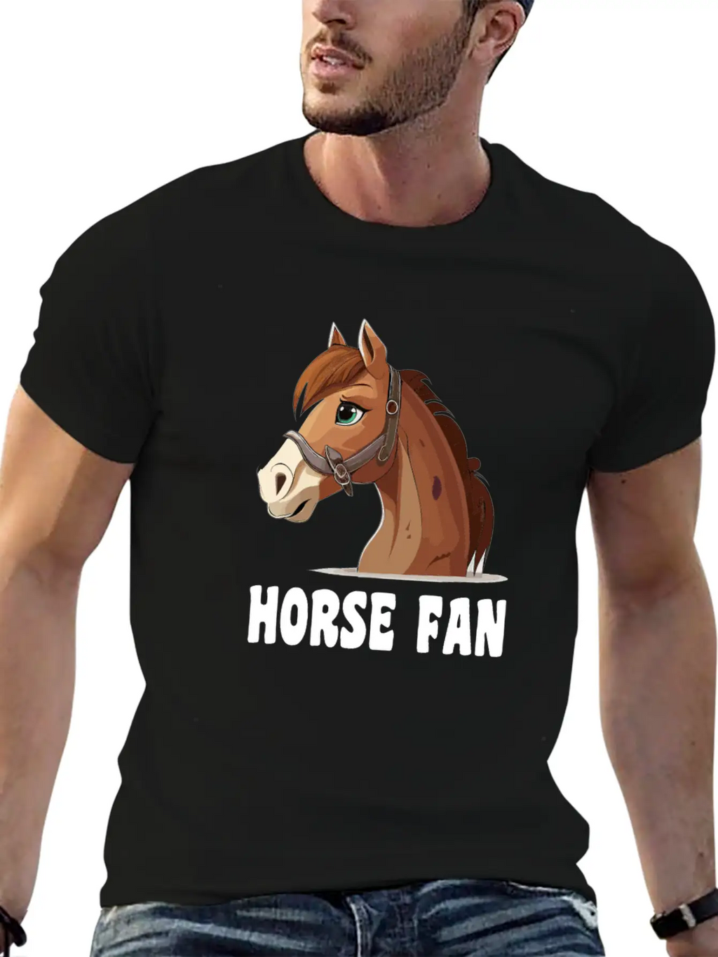 Horse Fan Cartoon Breathable Graphic T-Shirt – Perfect For Casual Days