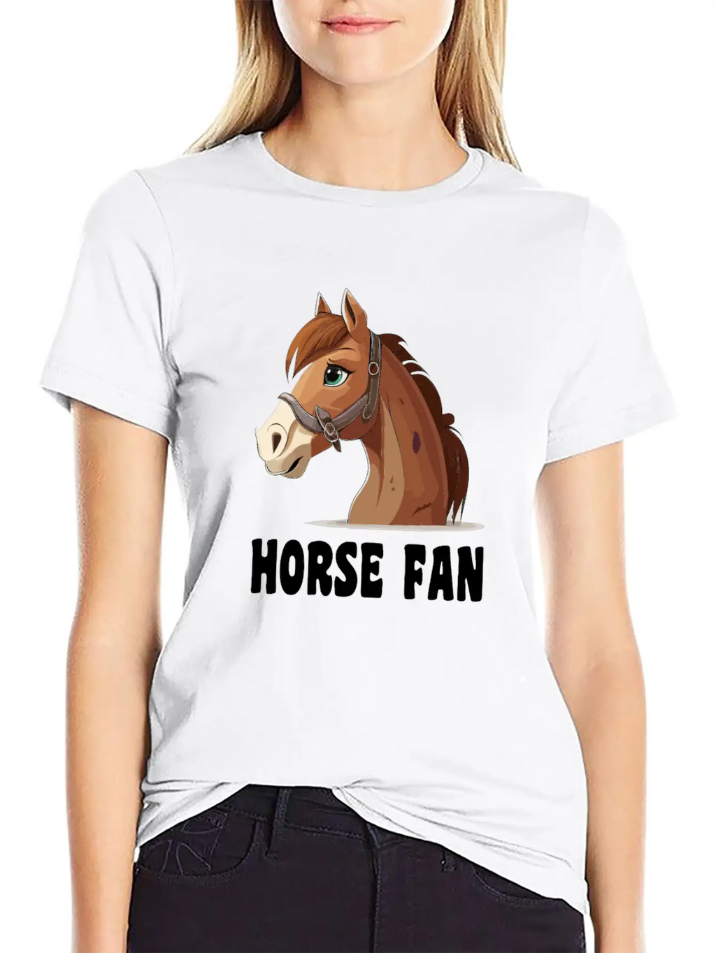 Horse Fan Cartoon Breathable Graphic T-Shirt – Perfect For Casual Days
