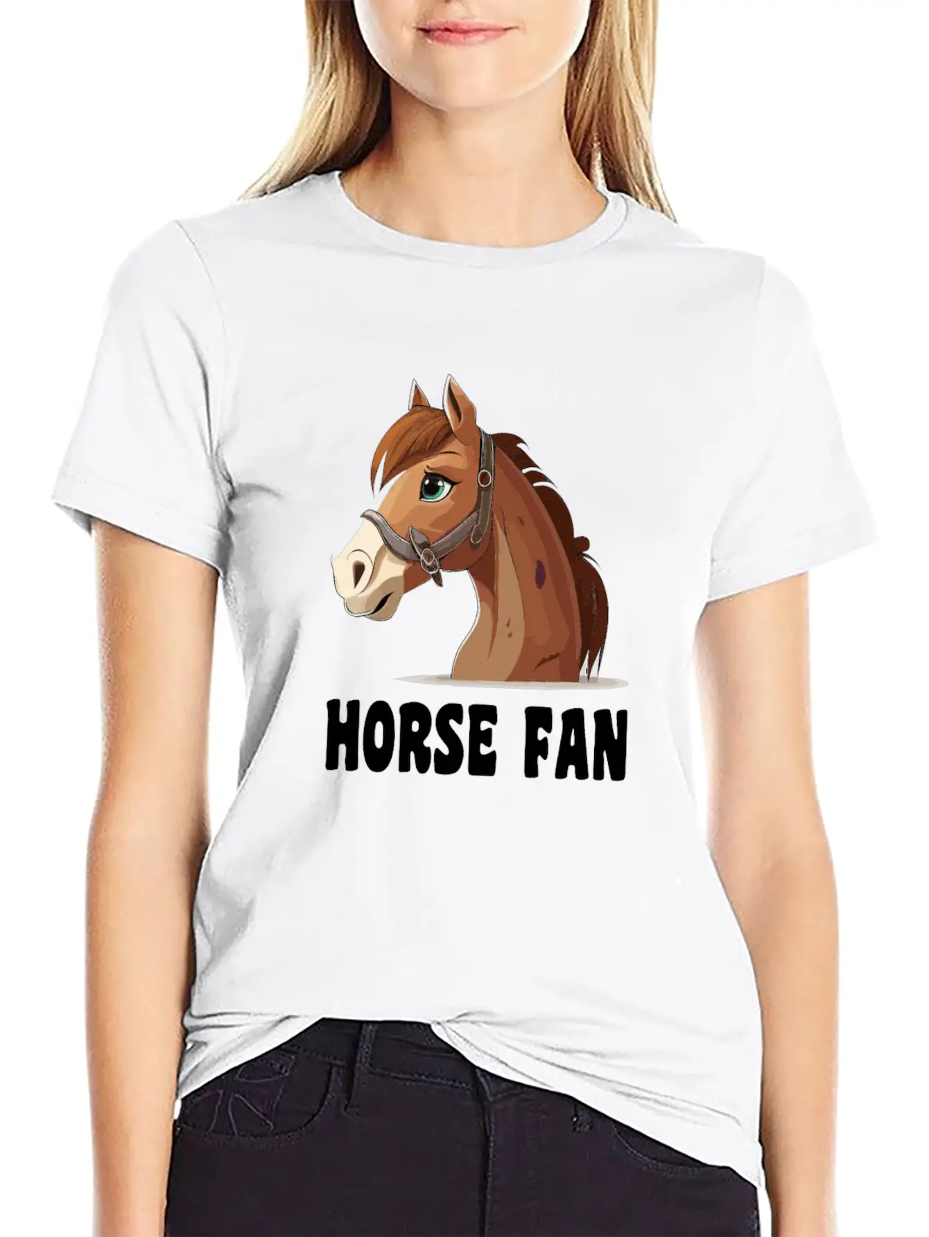 Horse Fan Cartoon Breathable Graphic T-Shirt – Perfect For Casual Days