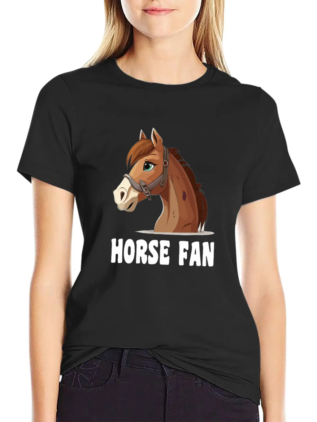 Horse Fan Cartoon Breathable Graphic T-Shirt – Perfect For Casual Days