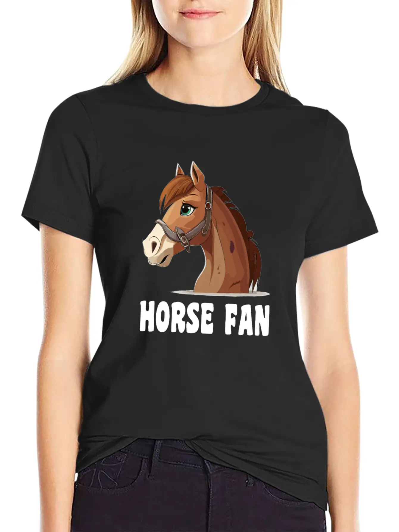 Horse Fan Cartoon Breathable Graphic T-Shirt – Perfect For Casual Days