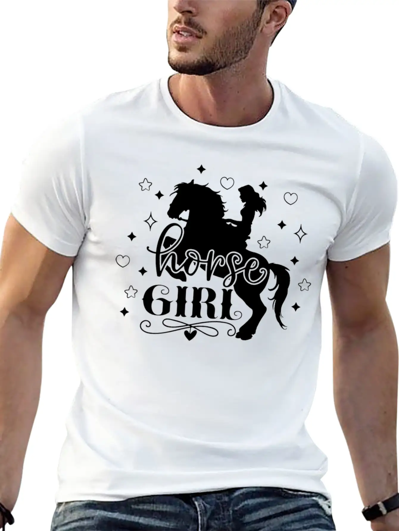 Horse Girl Riding A Horse With Hearts Relaxed Everyday Tee – Lightweight And Durable Cotton