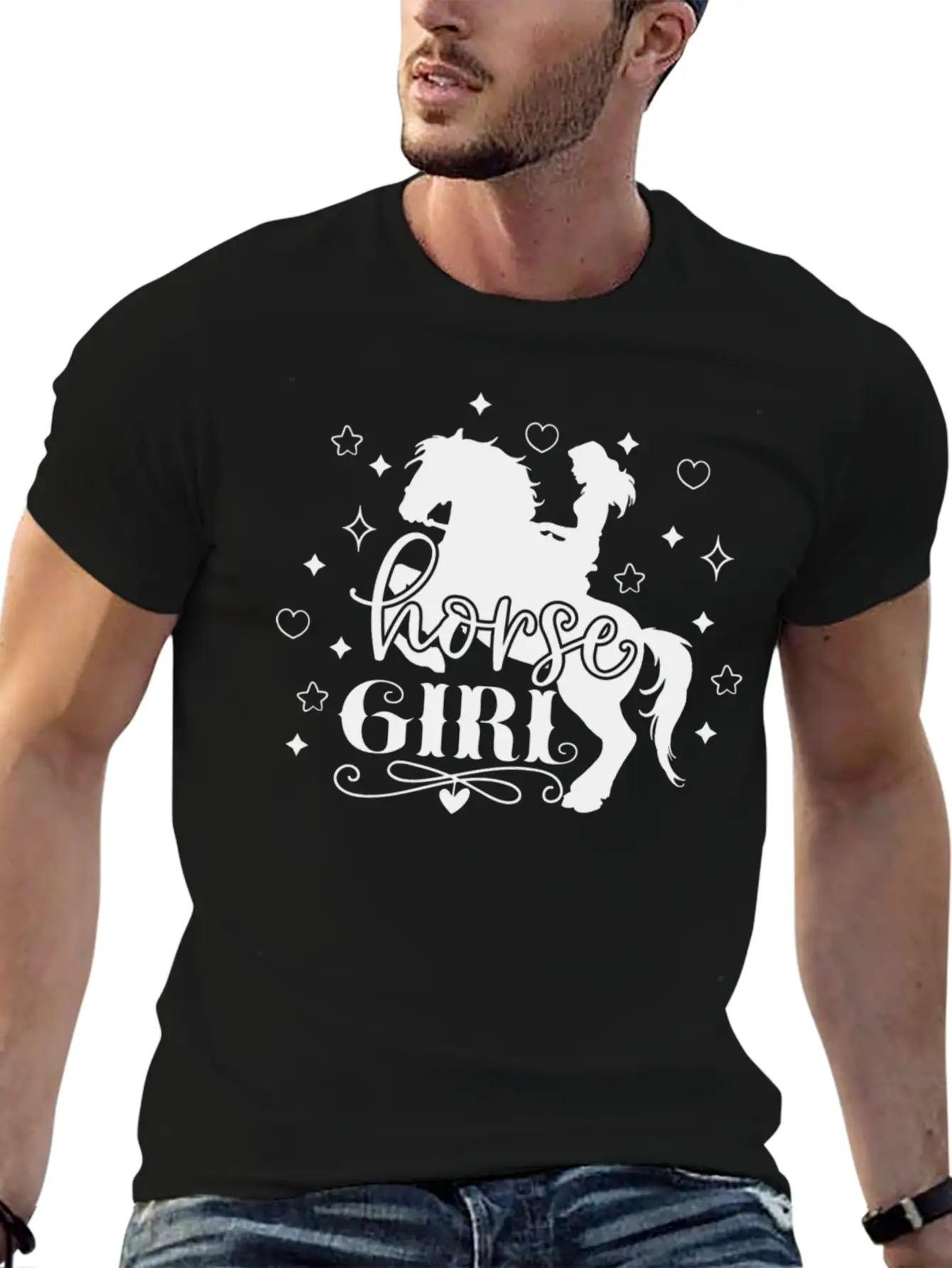 Horse Girl Riding A Horse With Hearts Relaxed Everyday Tee – Lightweight And Durable Cotton