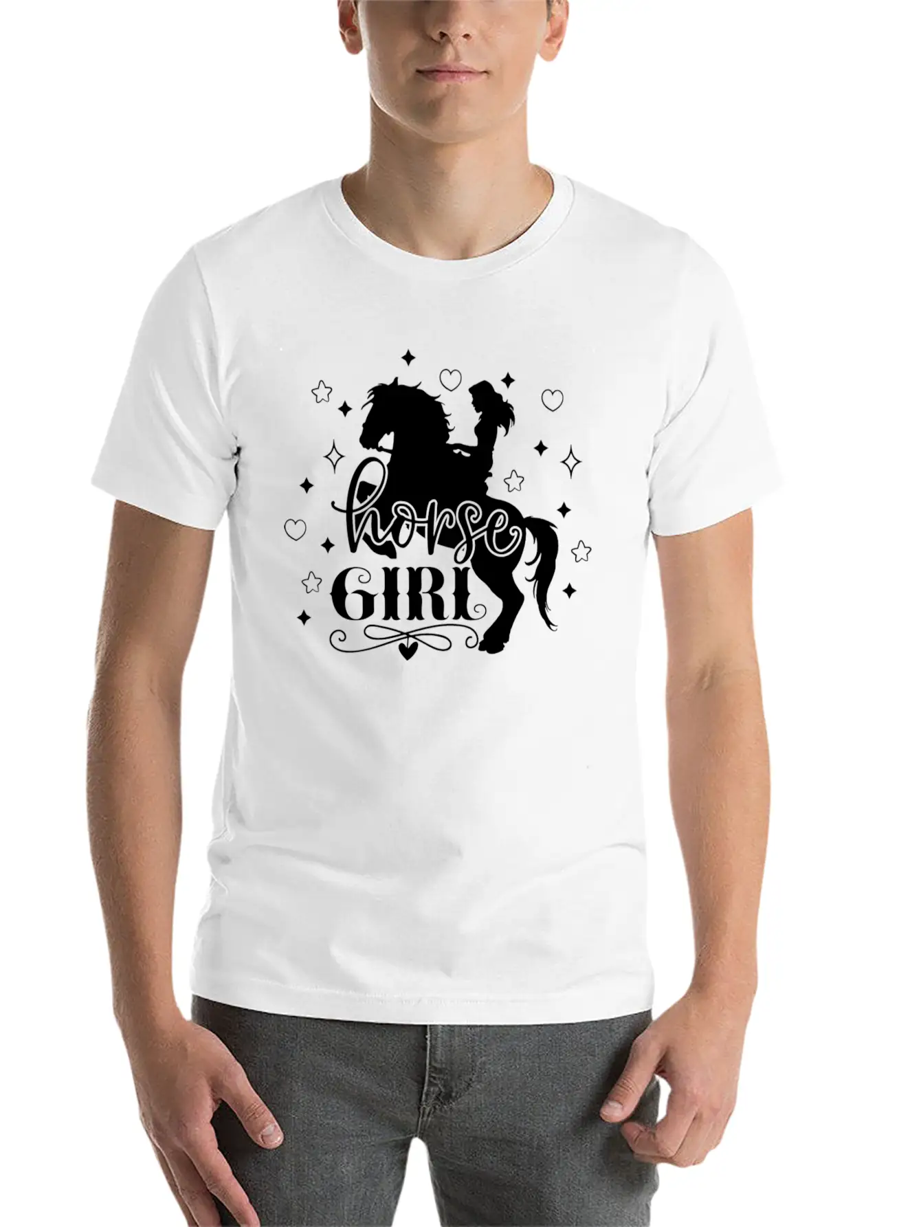 Horse Girl Riding A Horse With Hearts Relaxed Everyday Tee – Lightweight And Durable Cotton