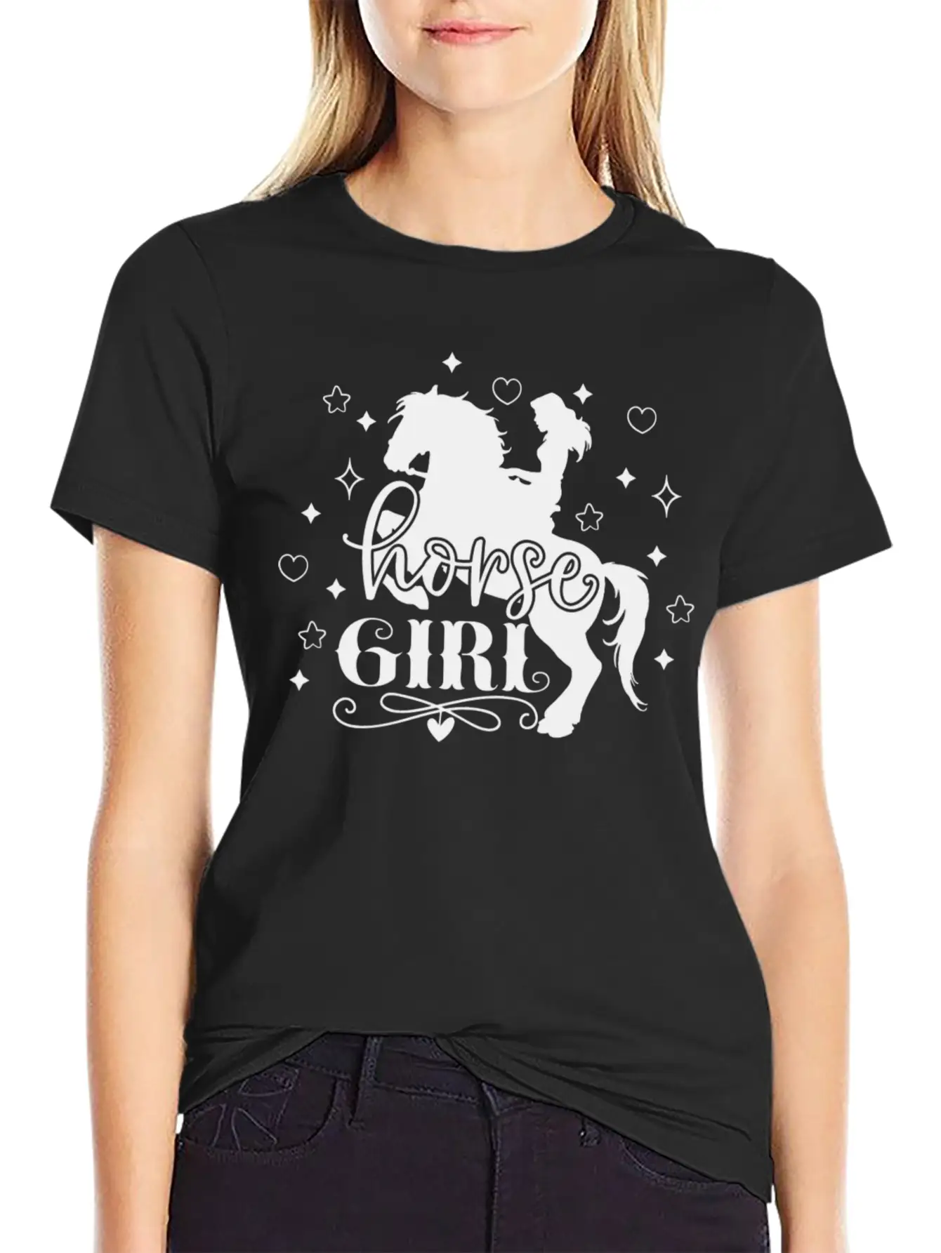 Horse Girl Riding A Horse With Hearts Relaxed Everyday Tee – Lightweight And Durable Cotton