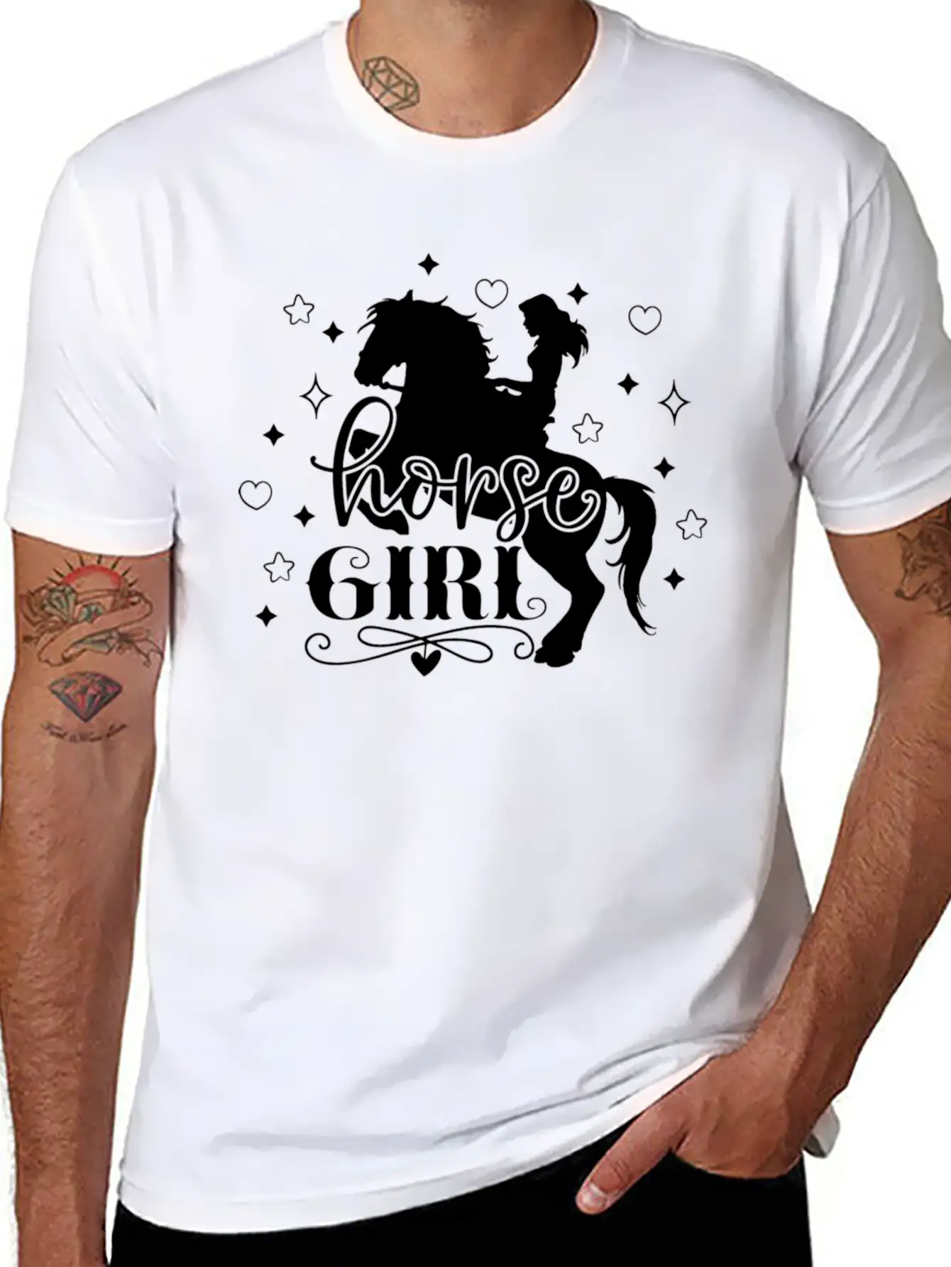 Horse Girl Riding A Horse With Hearts Relaxed Everyday Tee – Lightweight And Durable Cotton