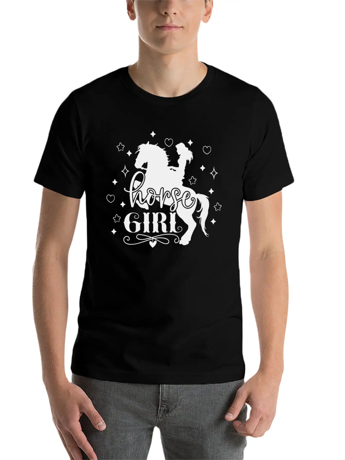 Horse Girl Riding A Horse With Hearts Relaxed Everyday Tee – Lightweight And Durable Cotton