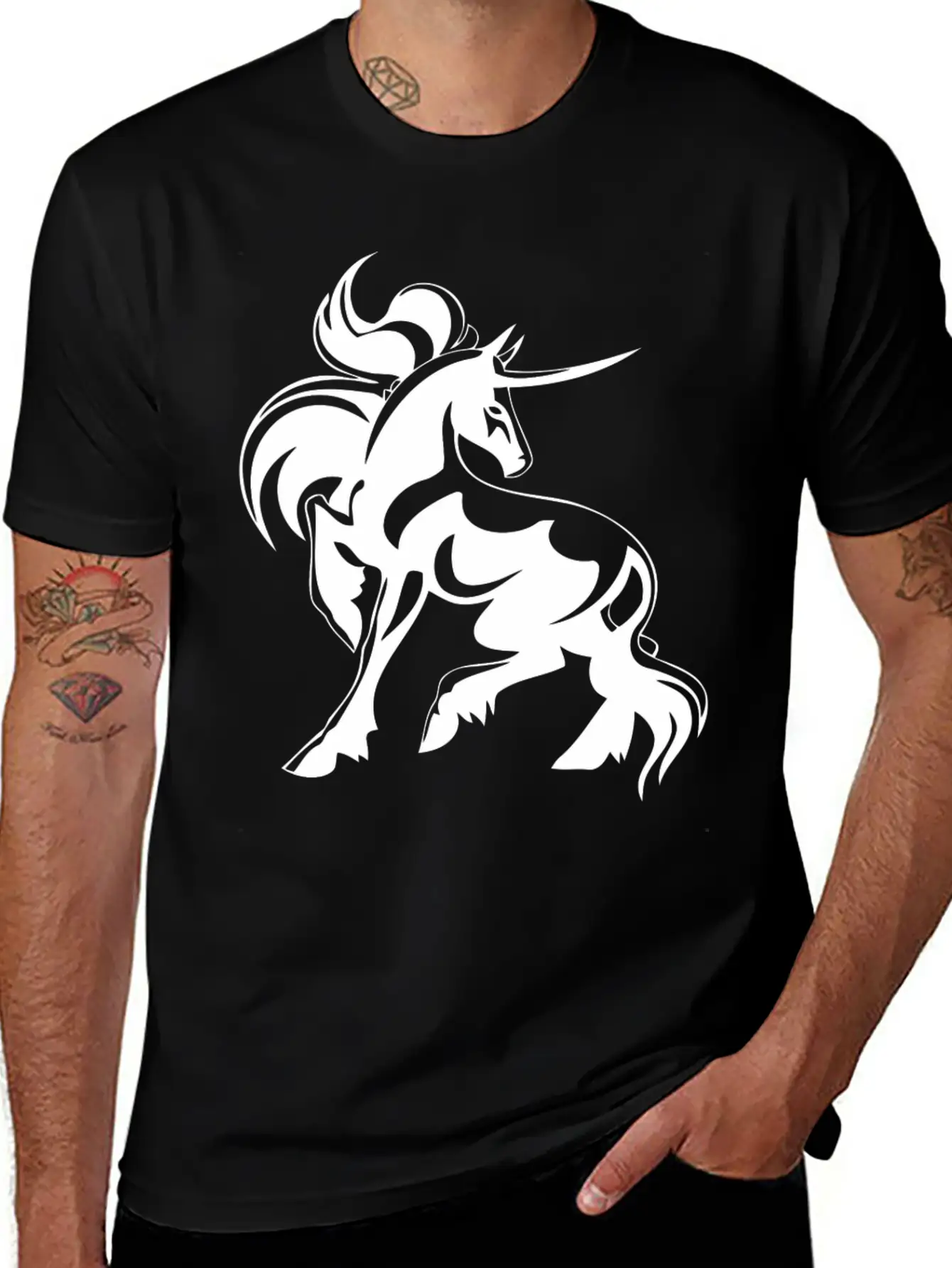 Horse Hoorn Animal Funny Stylish Everyday T-Shirt – Unisex Basic Cotton Tee
