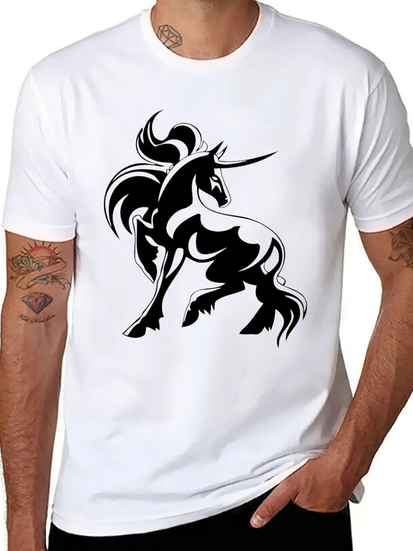 Horse Hoorn Animal Funny Stylish Everyday T-Shirt – Unisex Basic Cotton Tee