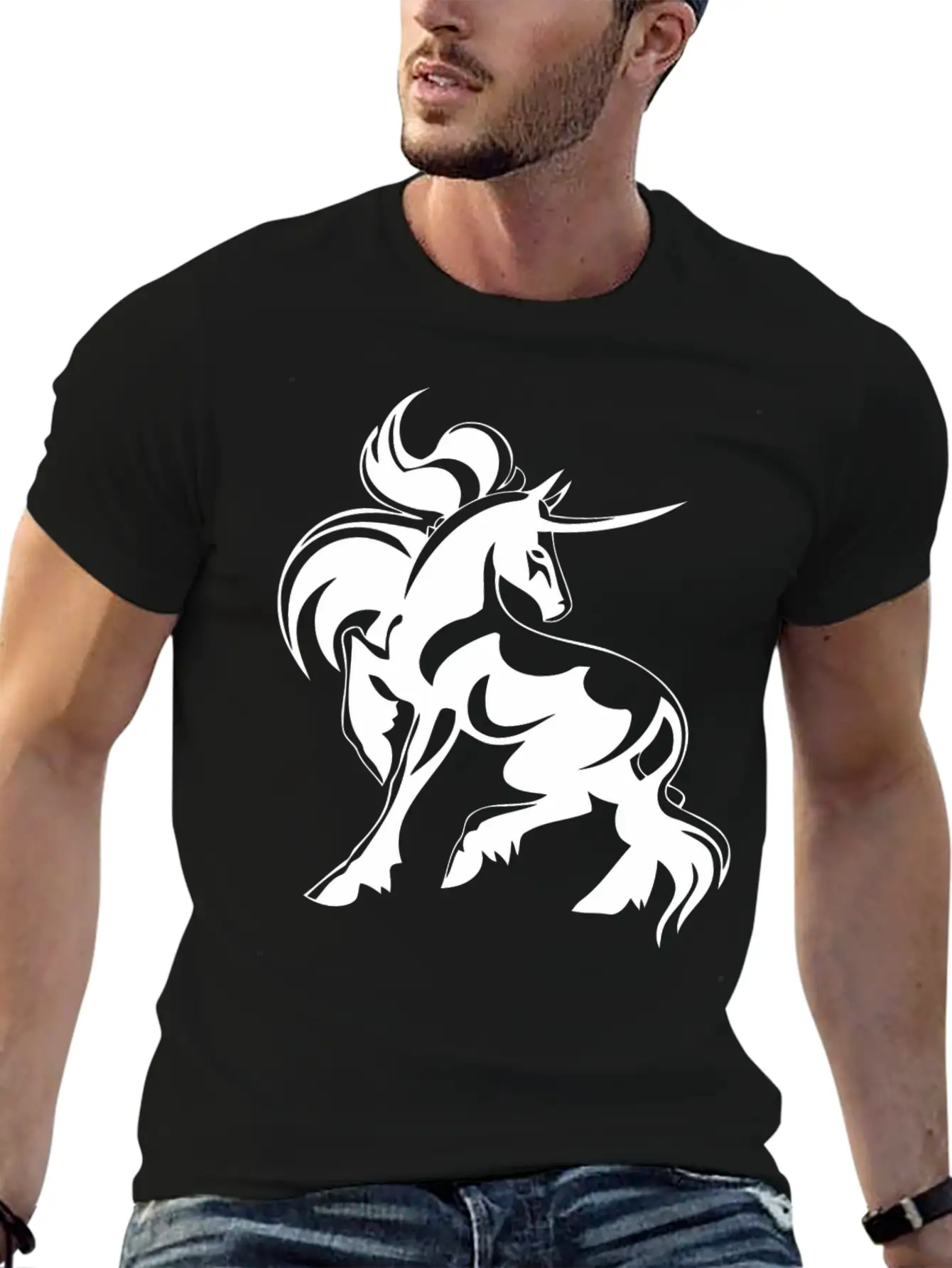 Horse Hoorn Animal Funny Stylish Everyday T-Shirt – Unisex Basic Cotton Tee