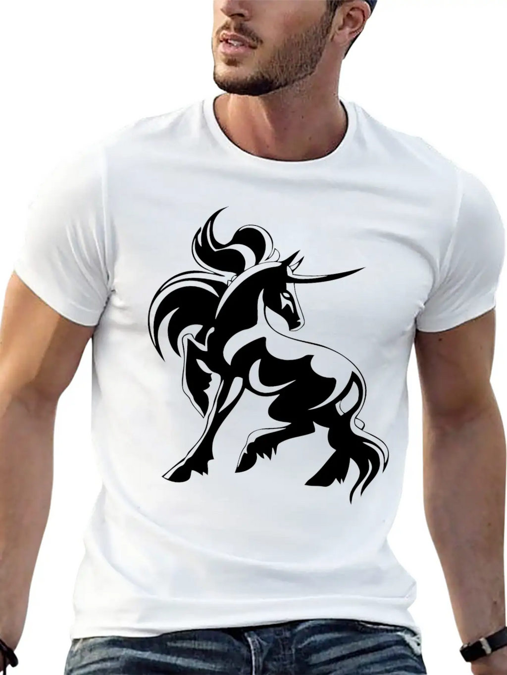Horse Hoorn Animal Funny Stylish Everyday T-Shirt – Unisex Basic Cotton Tee