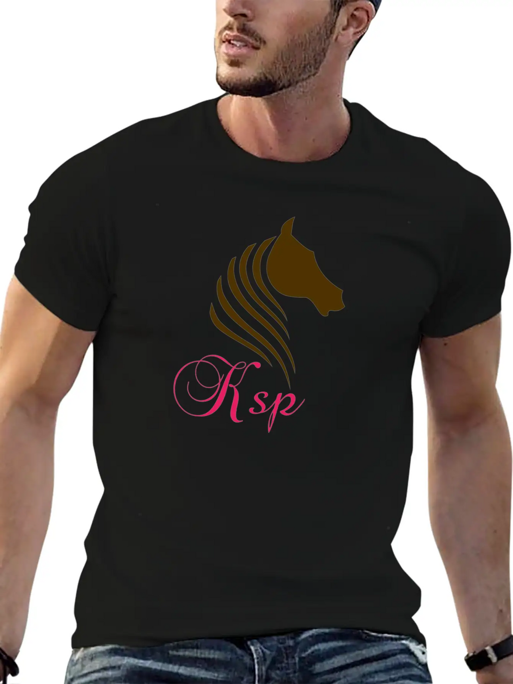 Horse Log Breathable Soft Cotton T-Shirt – Timeless Casual Look