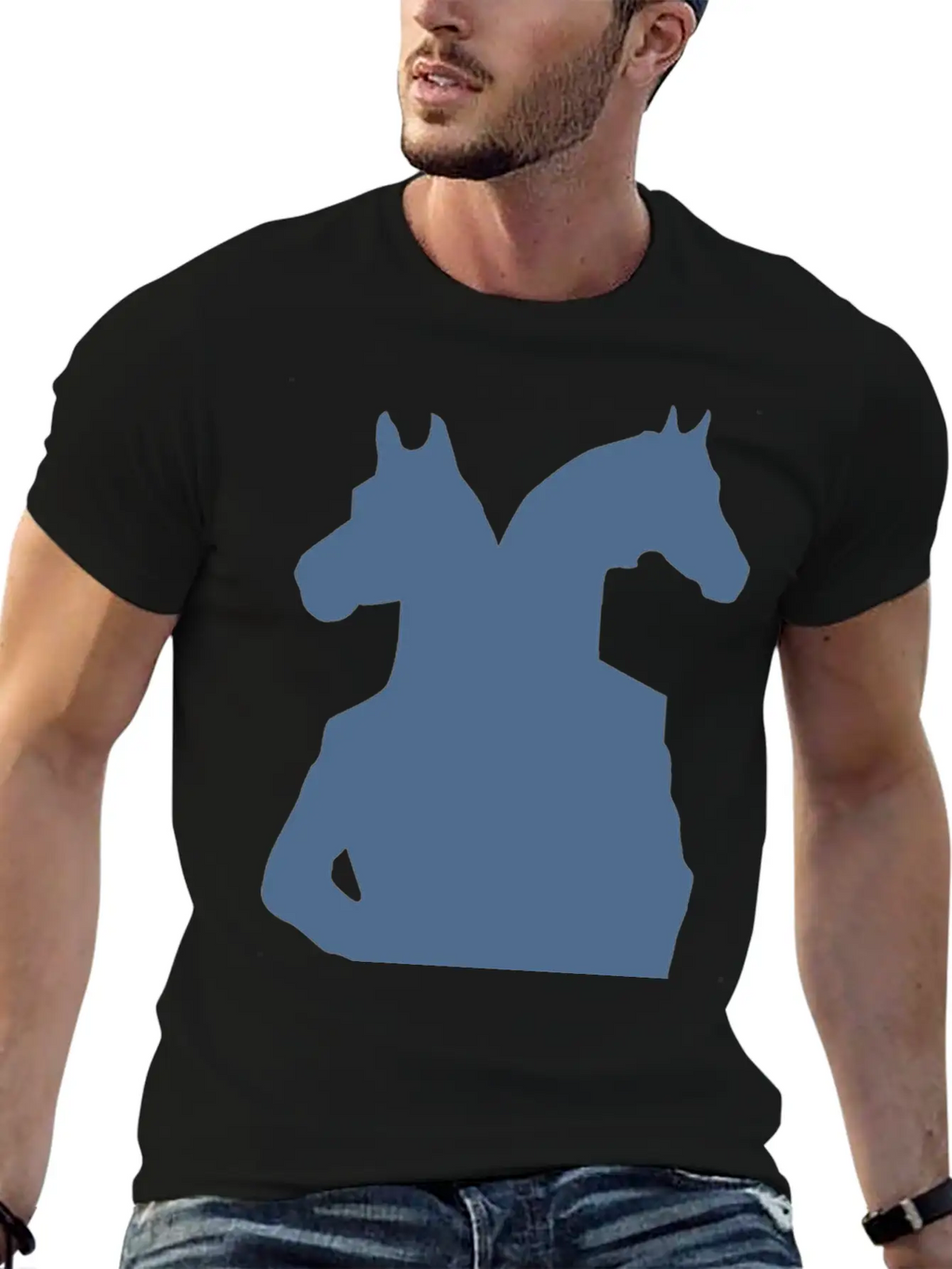 Horse Man Blue Breathable Soft Cotton T-Shirt – Timeless Casual Look