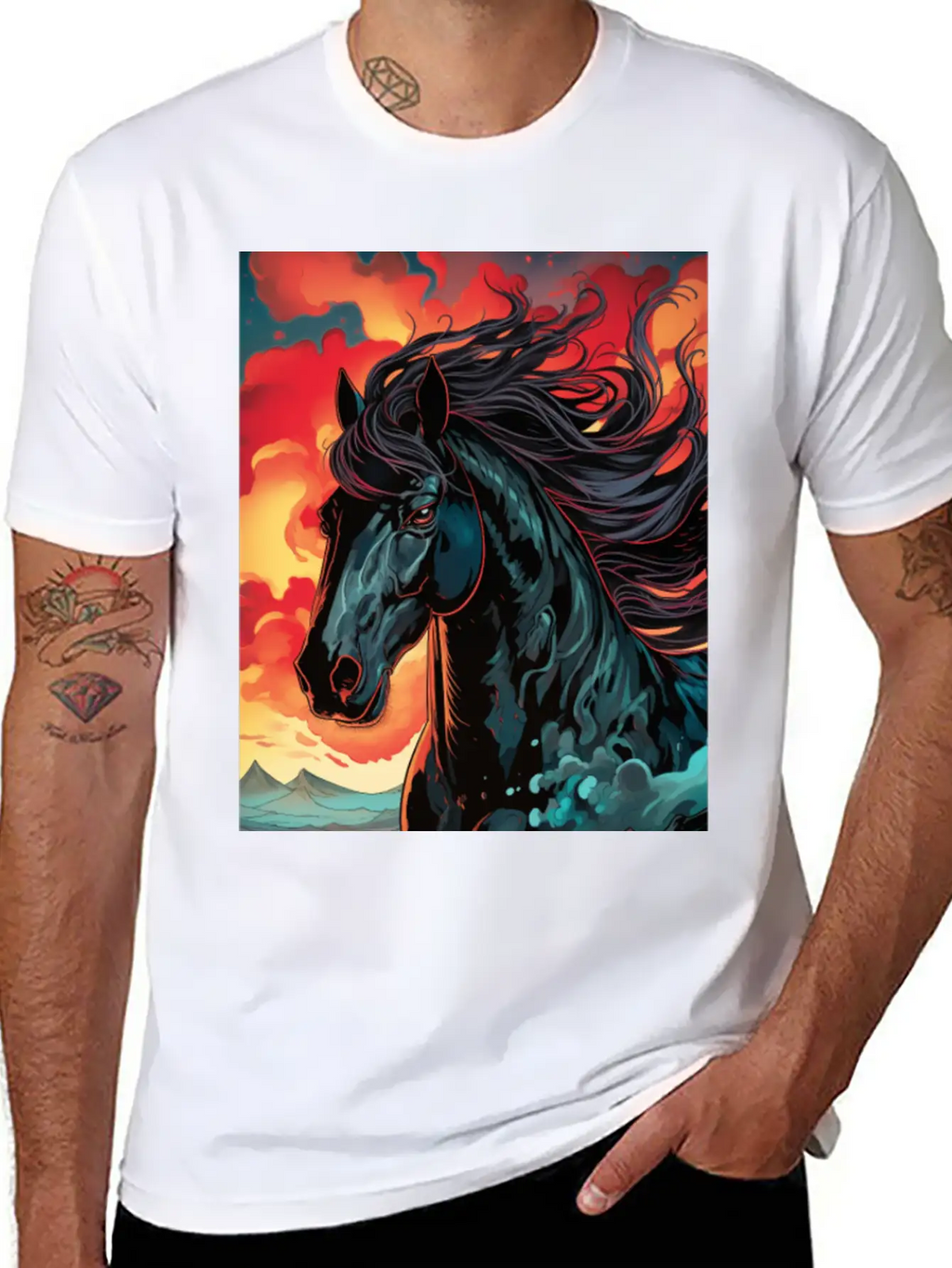 Horse Mirage Breathable Graphic T-Shirt – Perfect For Casual Days