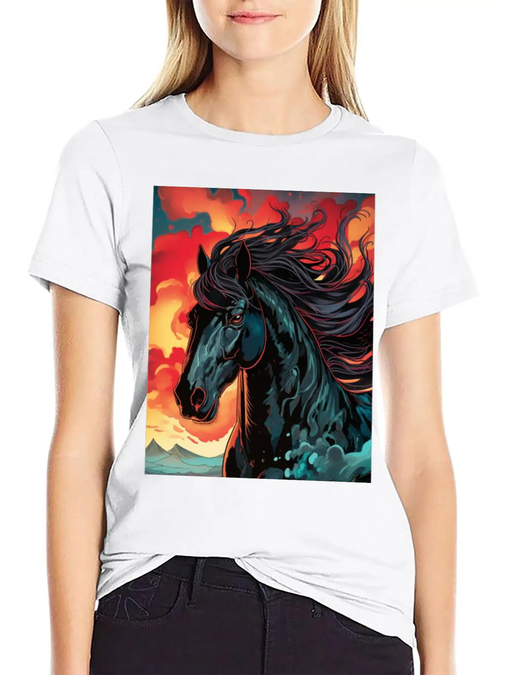Horse Mirage Breathable Graphic T-Shirt – Perfect For Casual Days