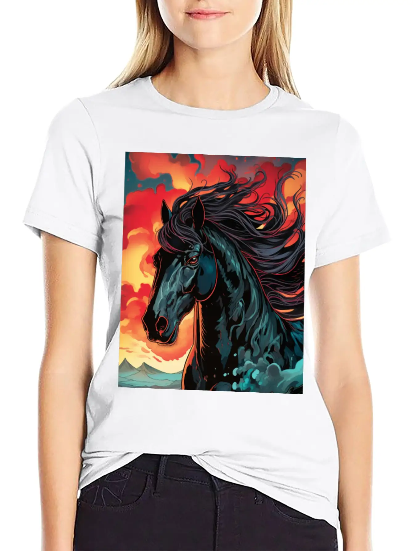 Horse Mirage Breathable Graphic T-Shirt – Perfect For Casual Days