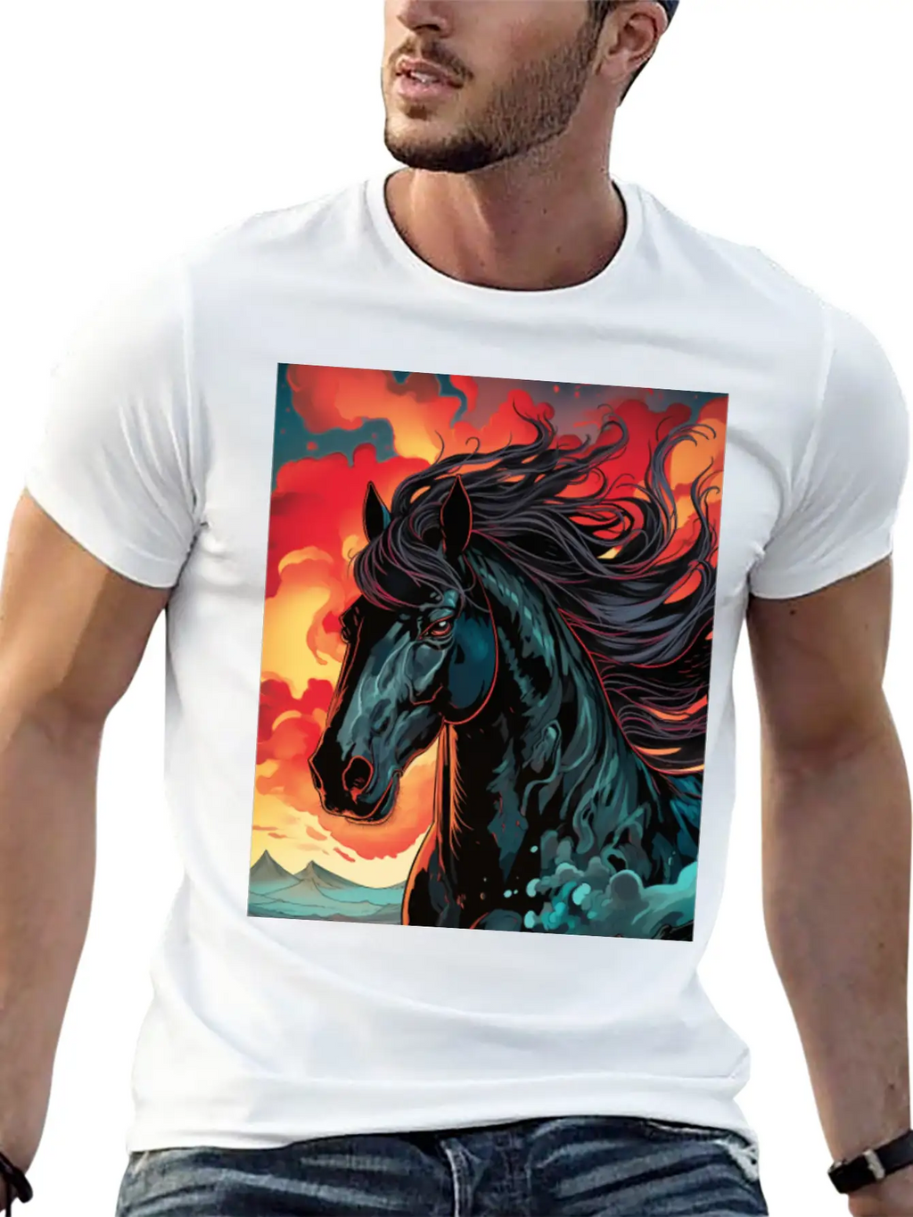 Horse Mirage Breathable Graphic T-Shirt – Perfect For Casual Days