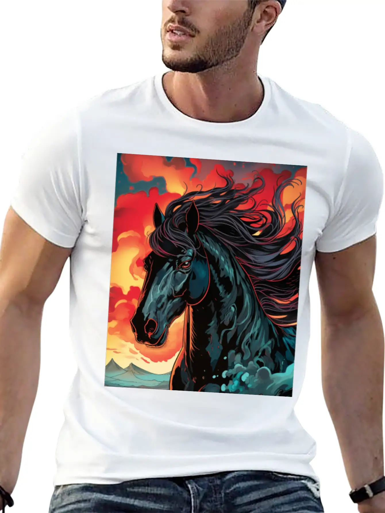 Horse Mirage Breathable Graphic T-Shirt – Perfect For Casual Days
