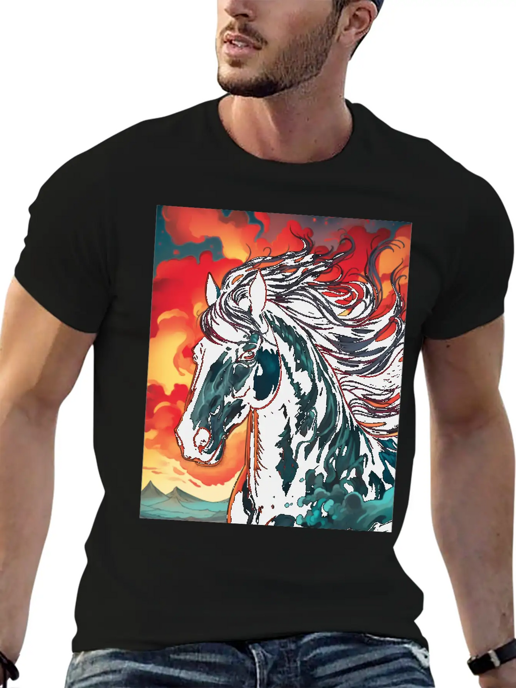 Horse Mirage Breathable Graphic T-Shirt – Perfect For Casual Days