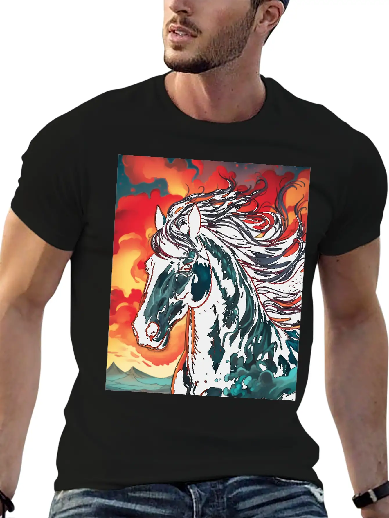 Horse Mirage Breathable Graphic T-Shirt – Perfect For Casual Days