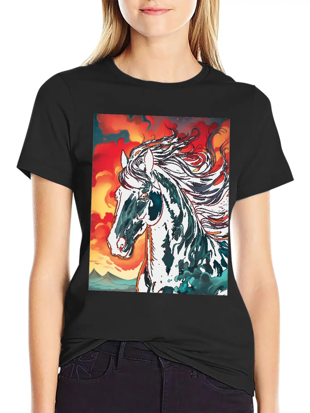 Horse Mirage Breathable Graphic T-Shirt – Perfect For Casual Days