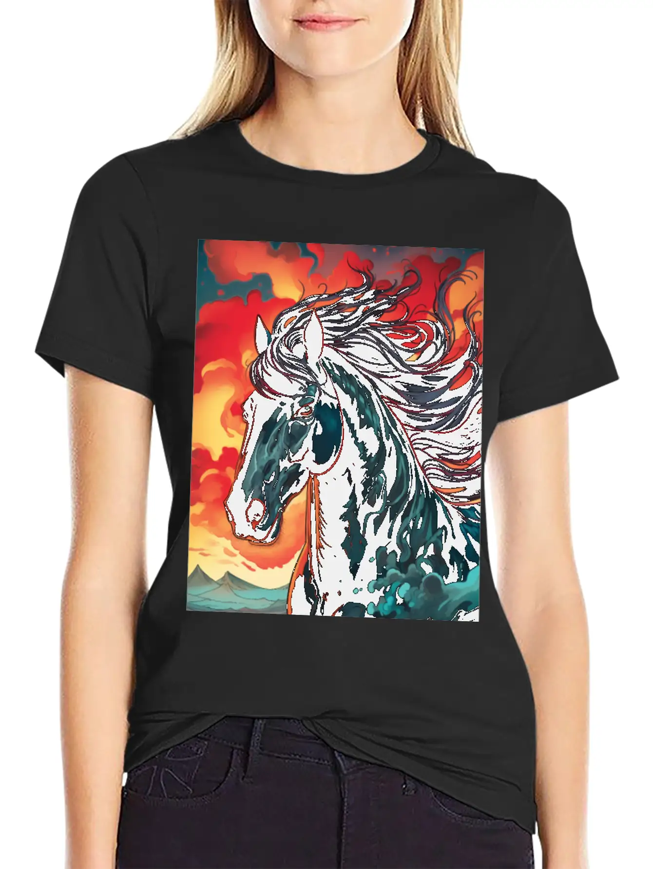 Horse Mirage Breathable Graphic T-Shirt – Perfect For Casual Days
