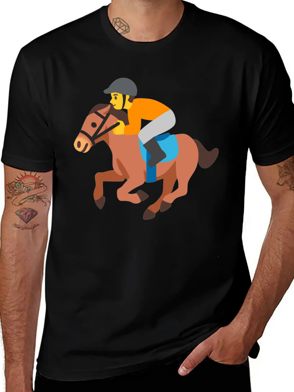 Horse Racing Jockey On Racing Horse Jockey Gift Stylish Everyday T-Shirt – Unisex Basic Cotton Tee