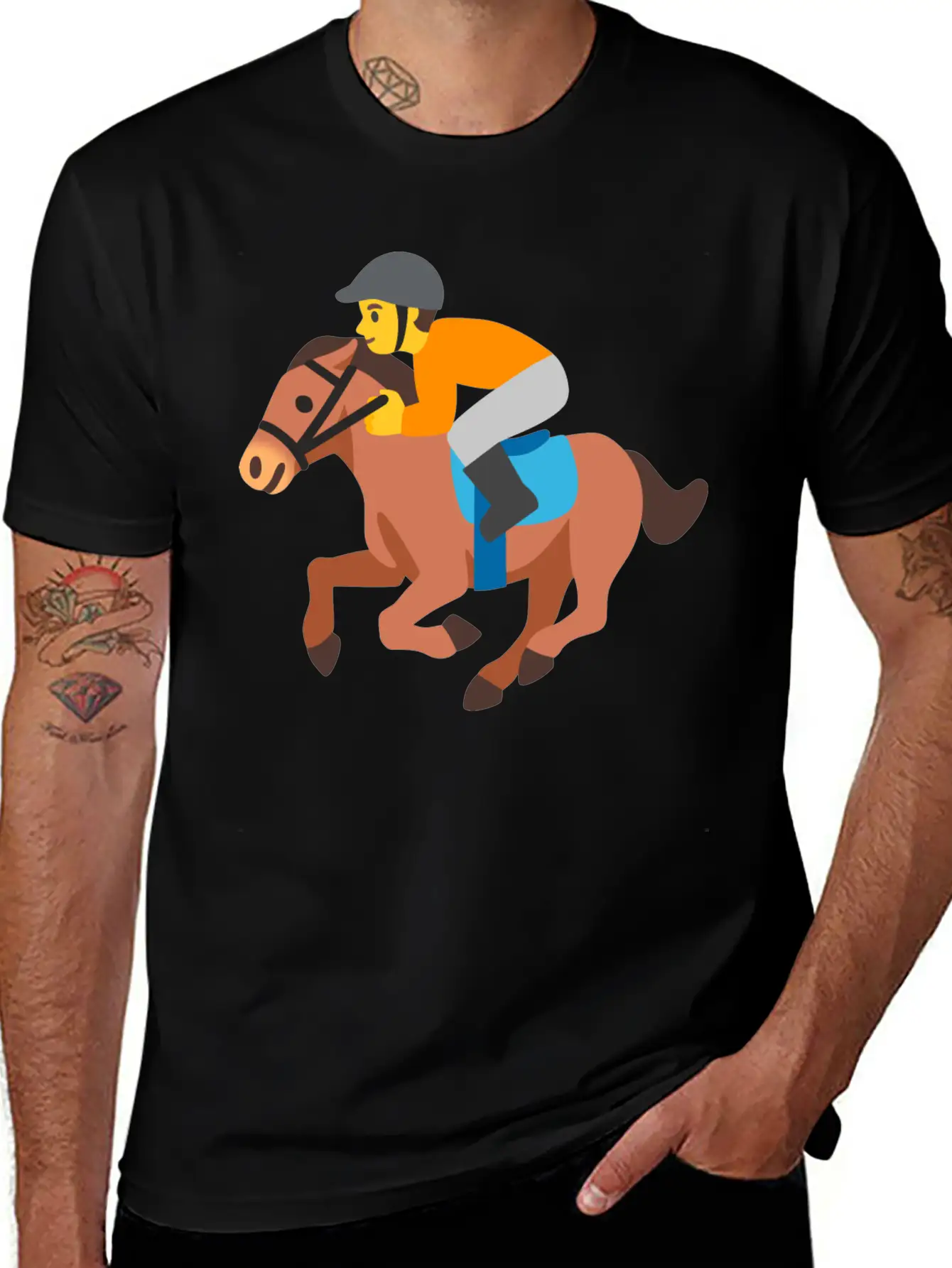 Horse Racing Jockey On Racing Horse Jockey Gift Stylish Everyday T-Shirt – Unisex Basic Cotton Tee