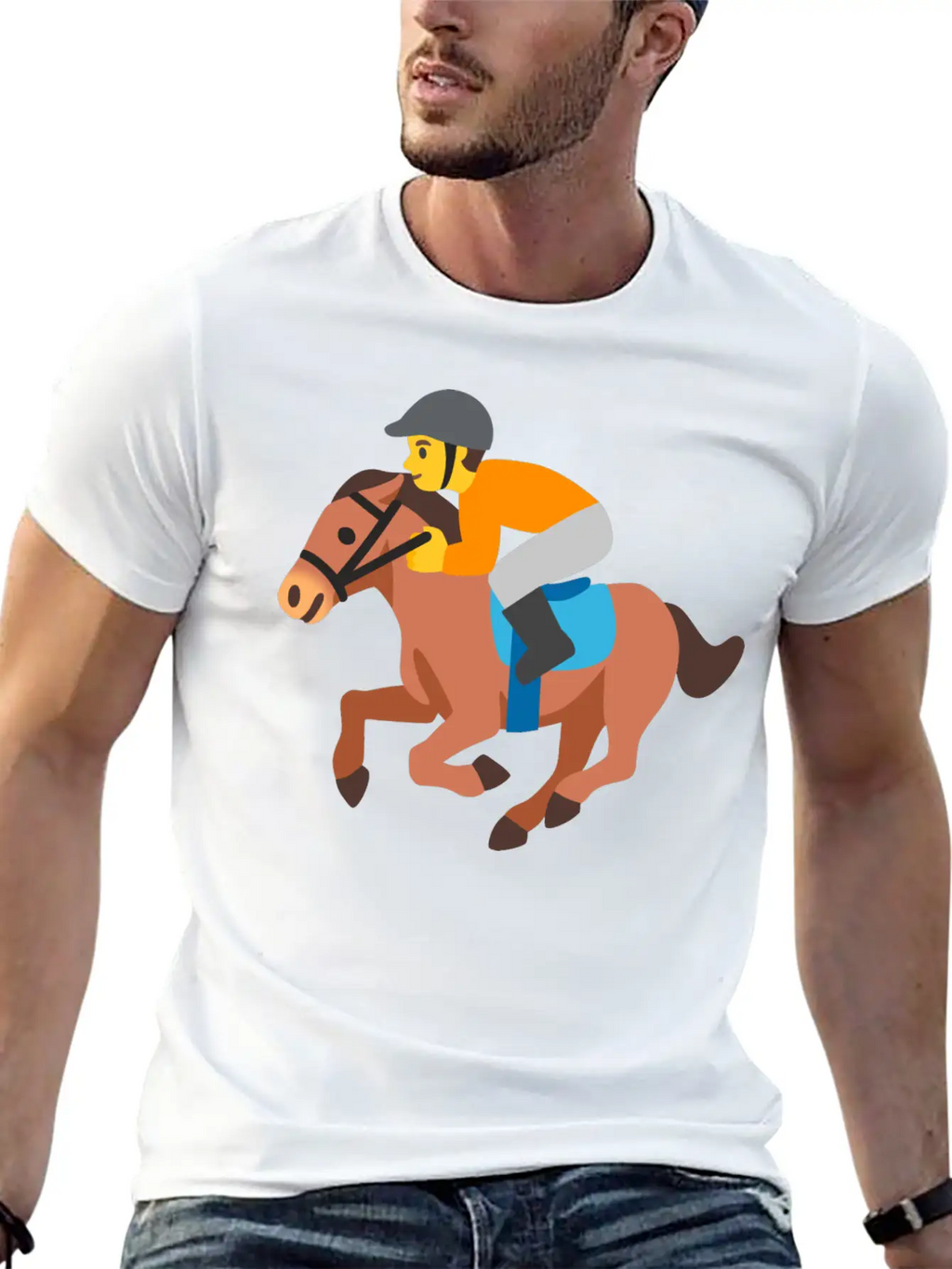 Horse Racing Jockey On Racing Horse Jockey Gift Stylish Everyday T-Shirt – Unisex Basic Cotton Tee