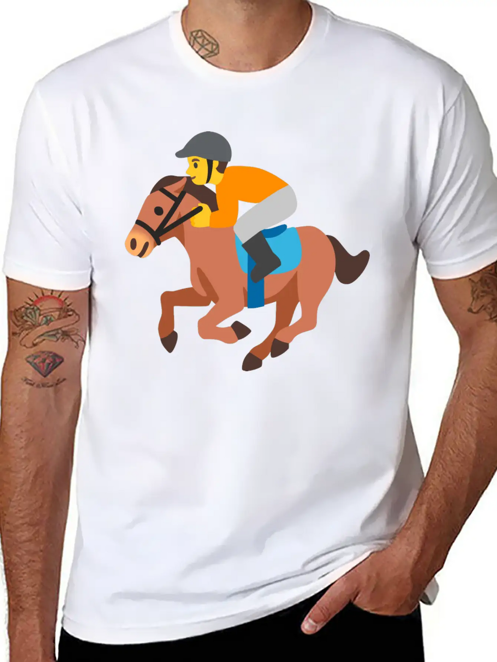 Horse Racing Jockey On Racing Horse Jockey Gift Stylish Everyday T-Shirt – Unisex Basic Cotton Tee