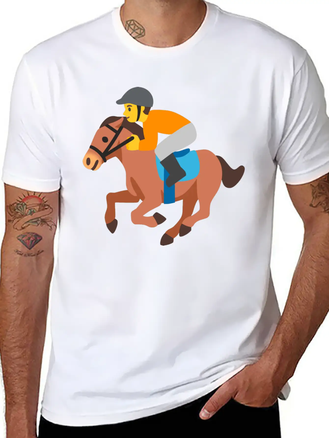 Horse Racing Jockey On Racing Horse Jockey Gift Stylish Everyday T-Shirt – Unisex Basic Cotton Tee