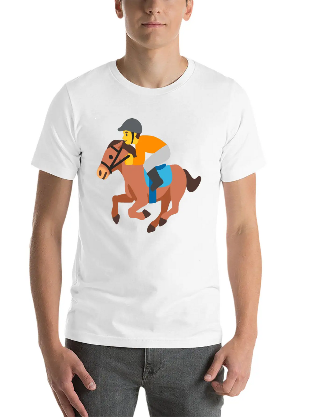 Horse Racing Jockey On Racing Horse Jockey Gift Stylish Everyday T-Shirt – Unisex Basic Cotton Tee