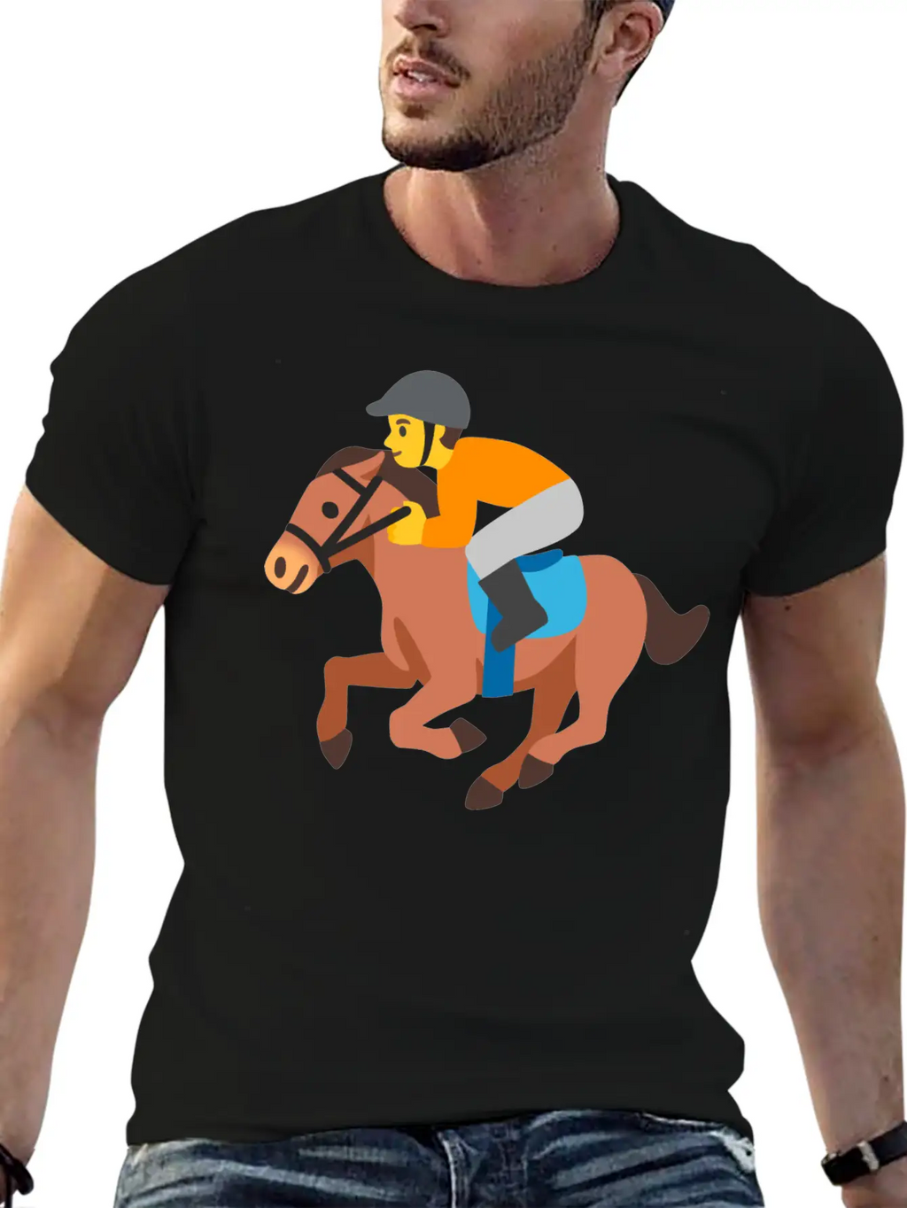 Horse Racing Jockey On Racing Horse Jockey Gift Stylish Everyday T-Shirt – Unisex Basic Cotton Tee