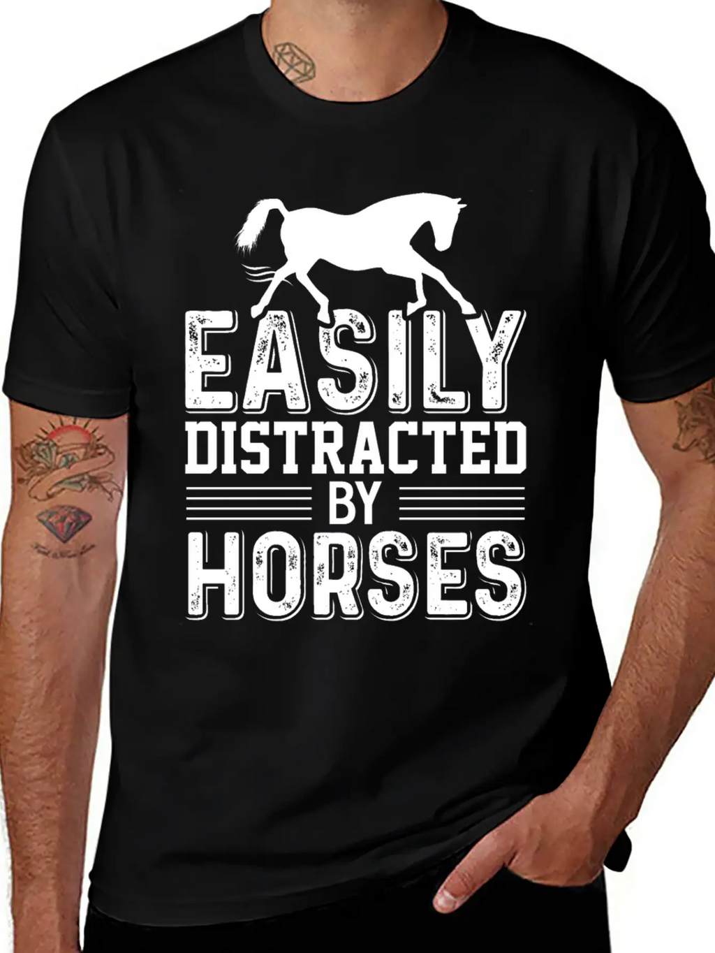 Horse Riding Easily Distracted By Horses Classic Cotton Tee – Unisex Comfort For Any Season