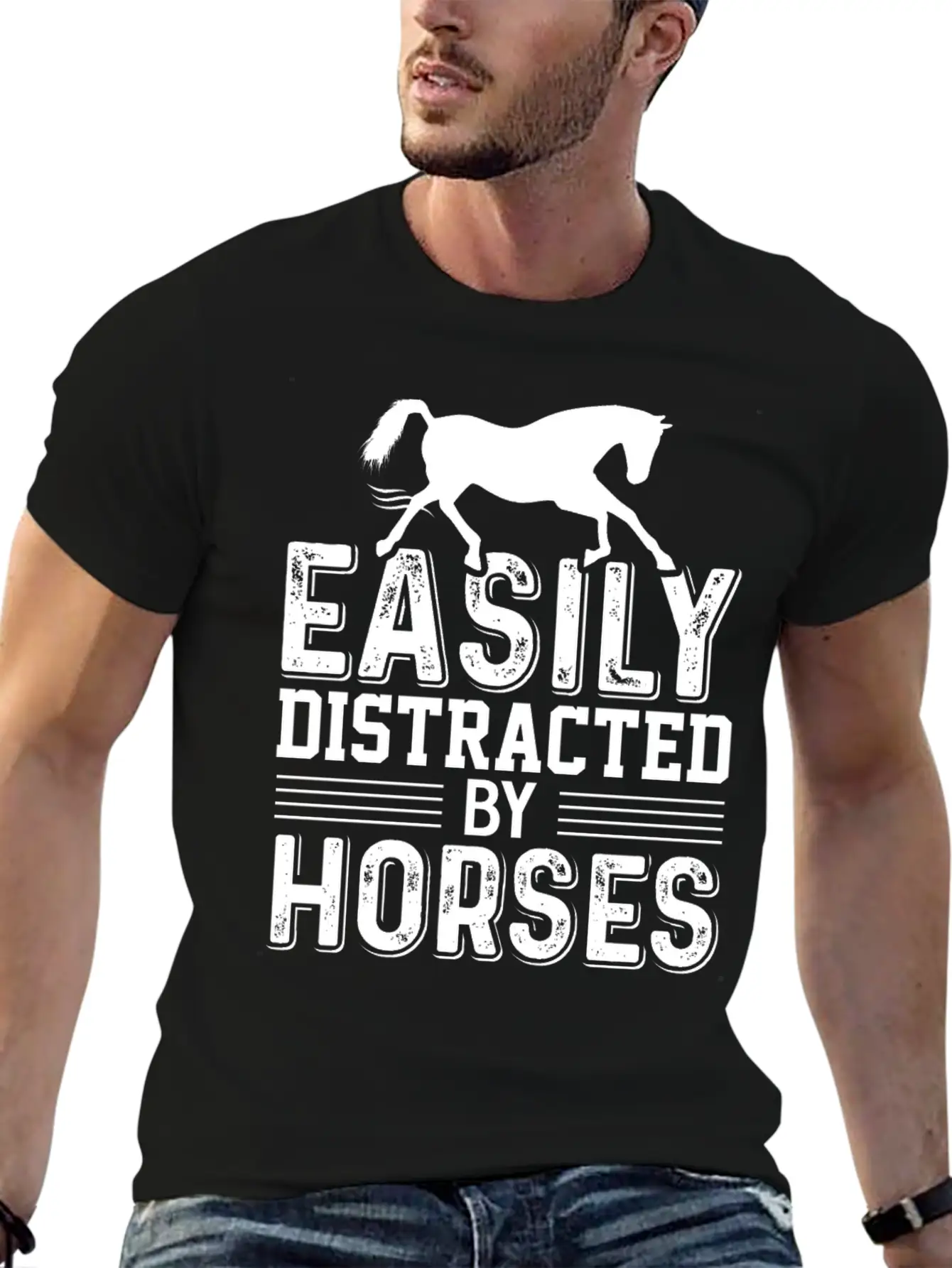 Horse Riding Easily Distracted By Horses Classic Cotton Tee – Unisex Comfort For Any Season