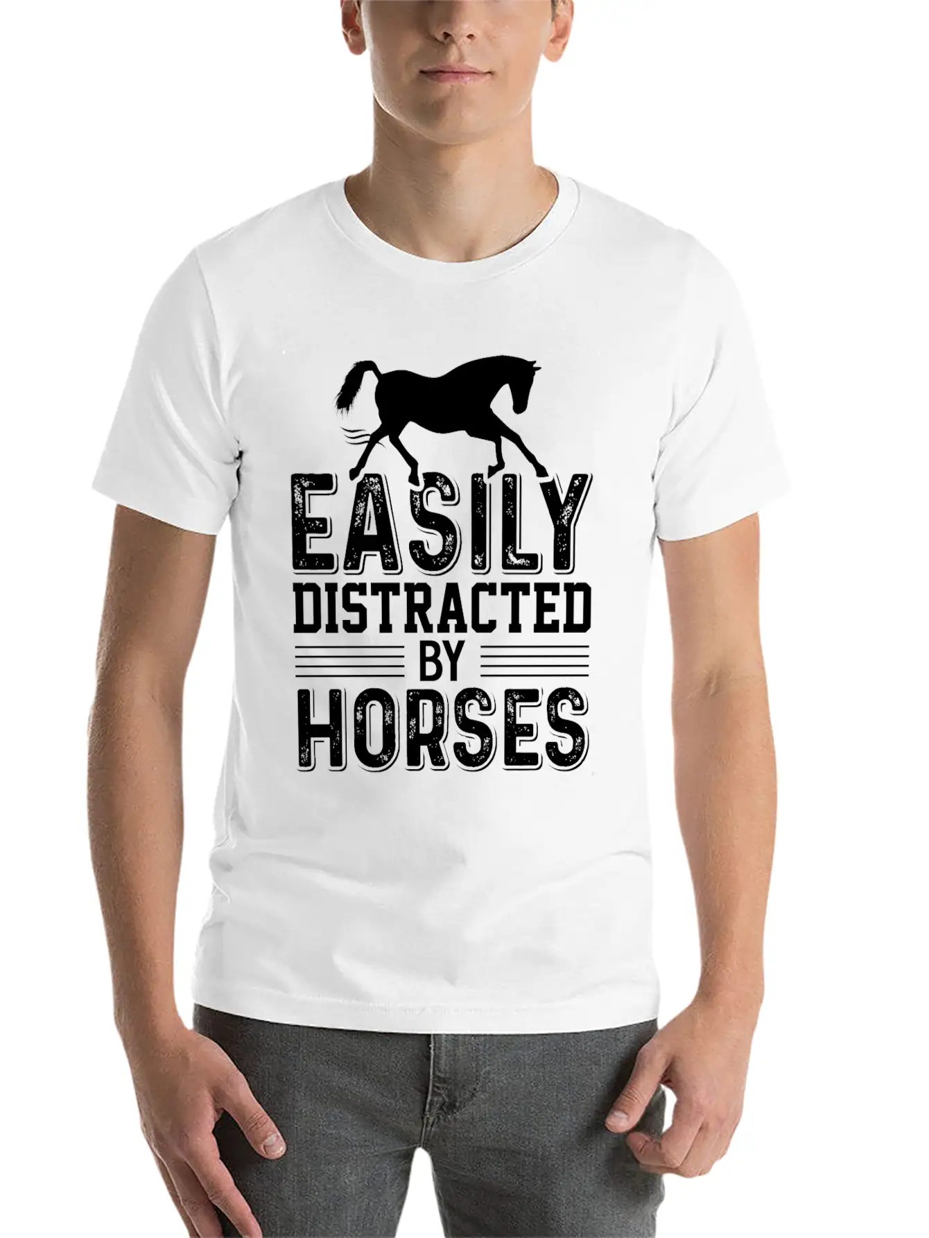 Horse Riding Easily Distracted By Horses Classic Cotton Tee – Unisex Comfort For Any Season