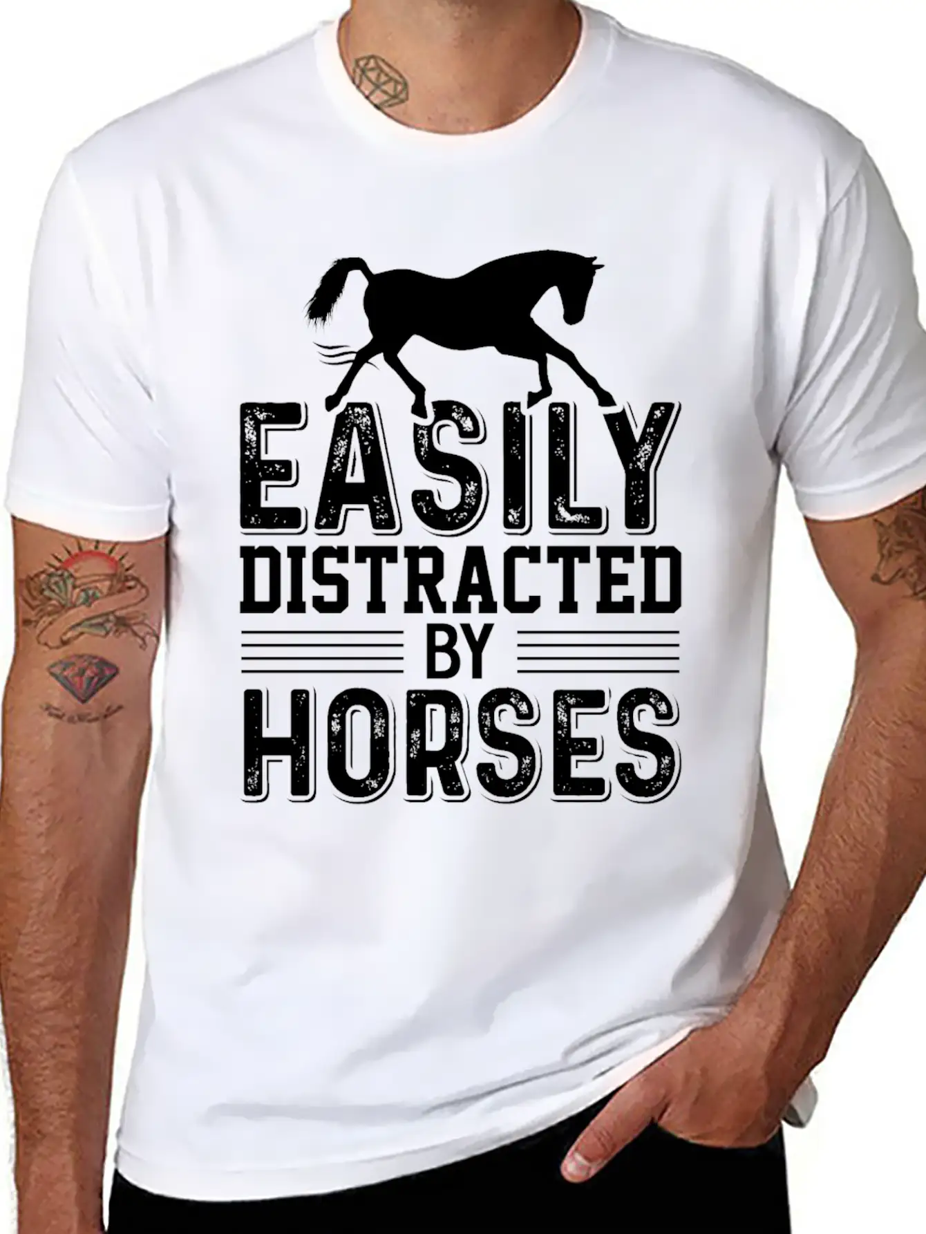 Horse Riding Easily Distracted By Horses Classic Cotton Tee – Unisex Comfort For Any Season