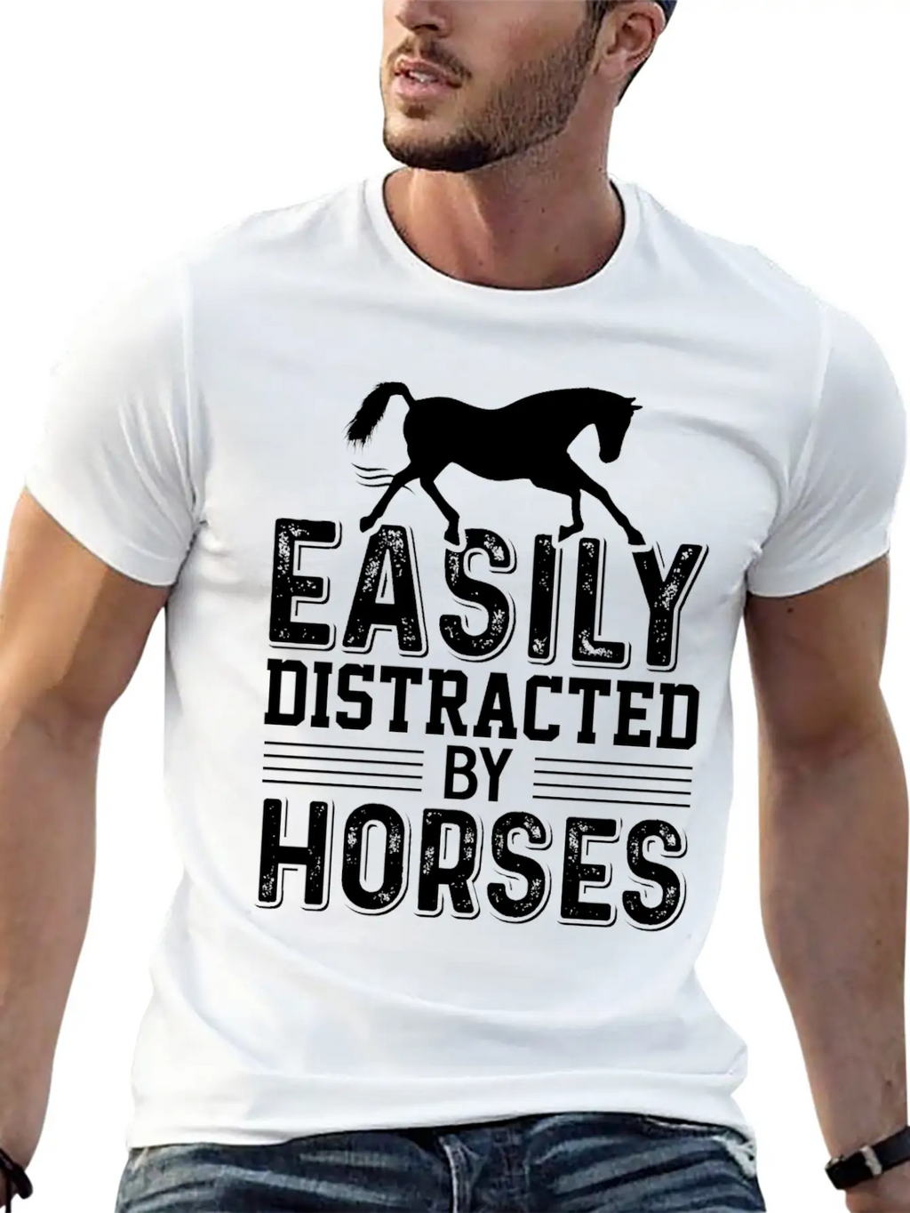 Horse Riding Easily Distracted By Horses Classic Cotton Tee – Unisex Comfort For Any Season