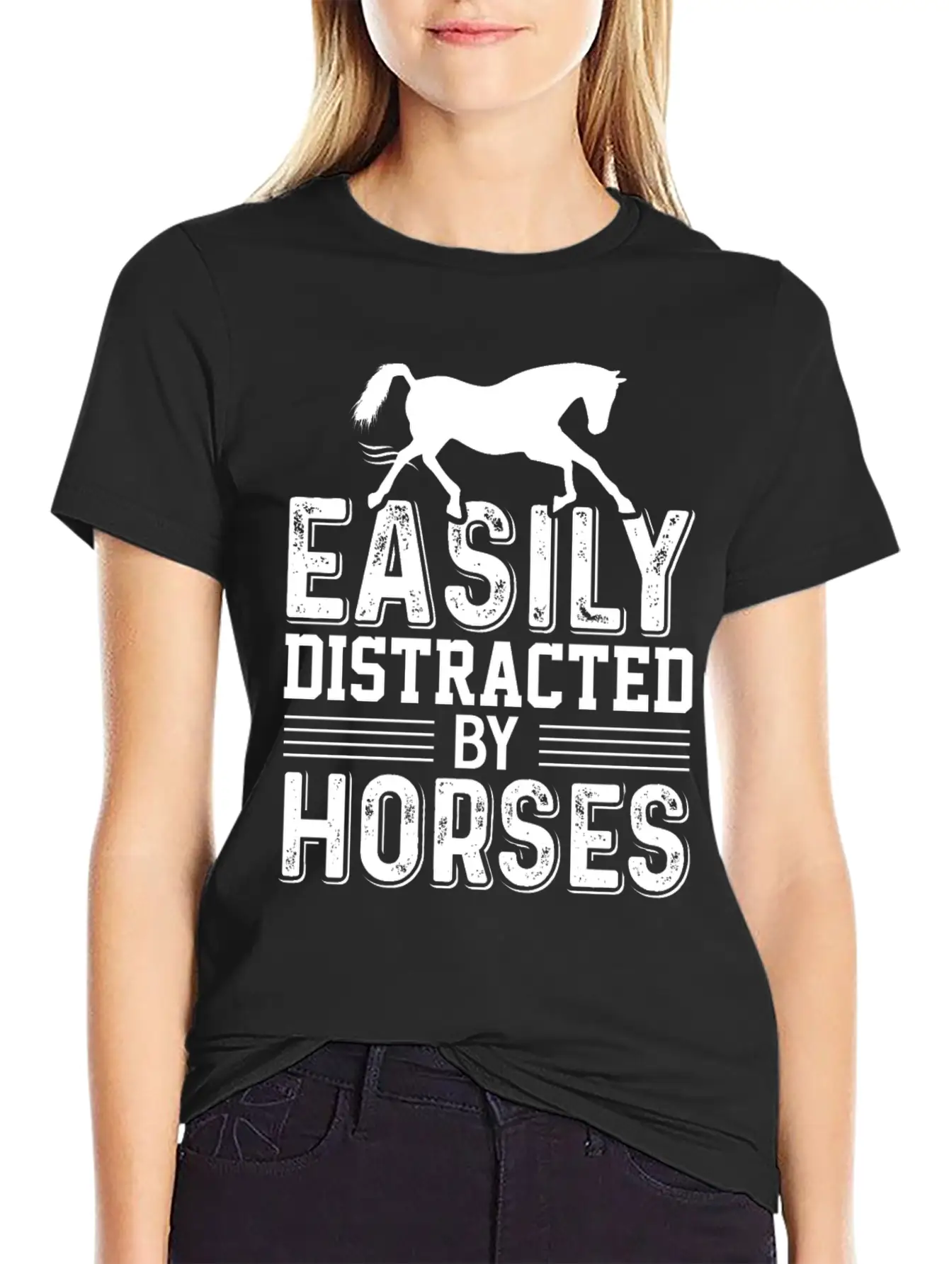 Horse Riding Easily Distracted By Horses Classic Cotton Tee – Unisex Comfort For Any Season