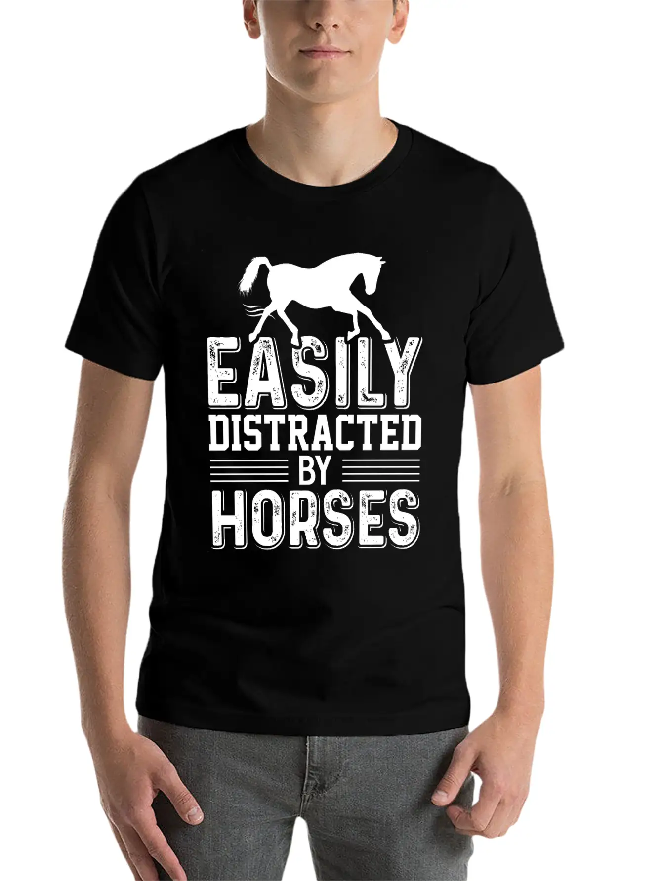 Horse Riding Easily Distracted By Horses Classic Cotton Tee – Unisex Comfort For Any Season