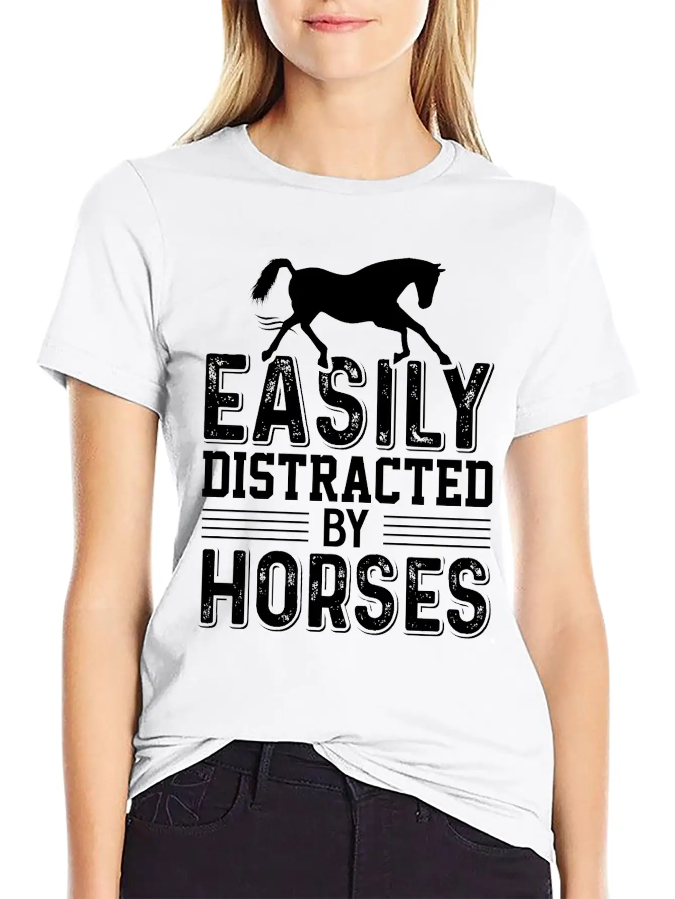 Horse Riding Easily Distracted By Horses Classic Cotton Tee – Unisex Comfort For Any Season