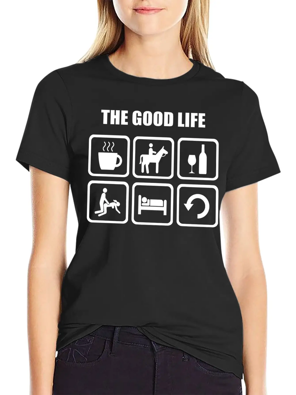 Horse Riding - The Good Life Horse Riding Relaxed Everyday Tee – Lightweight And Durable Cotton