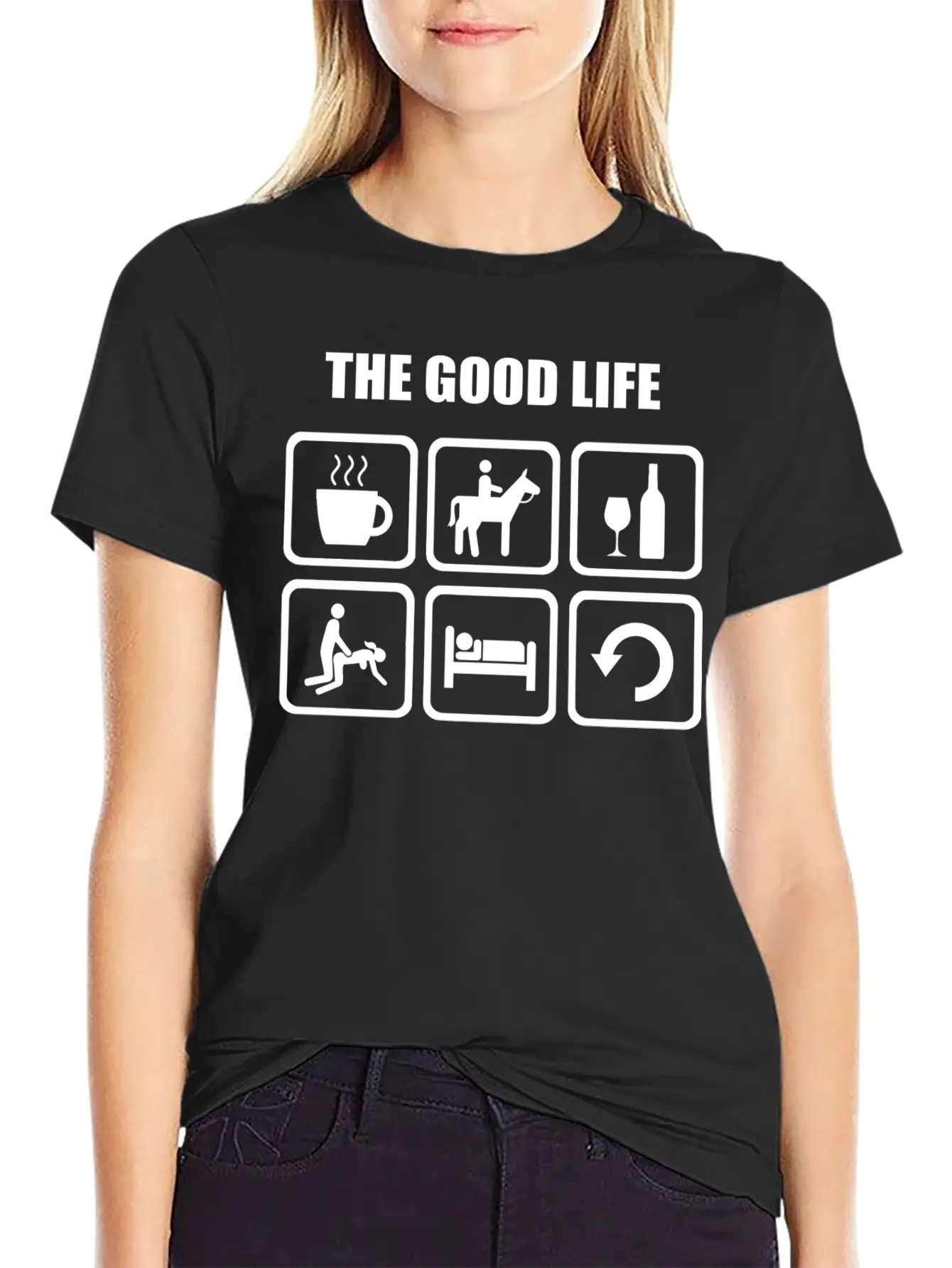 Horse Riding - The Good Life Horse Riding Relaxed Everyday Tee – Lightweight And Durable Cotton