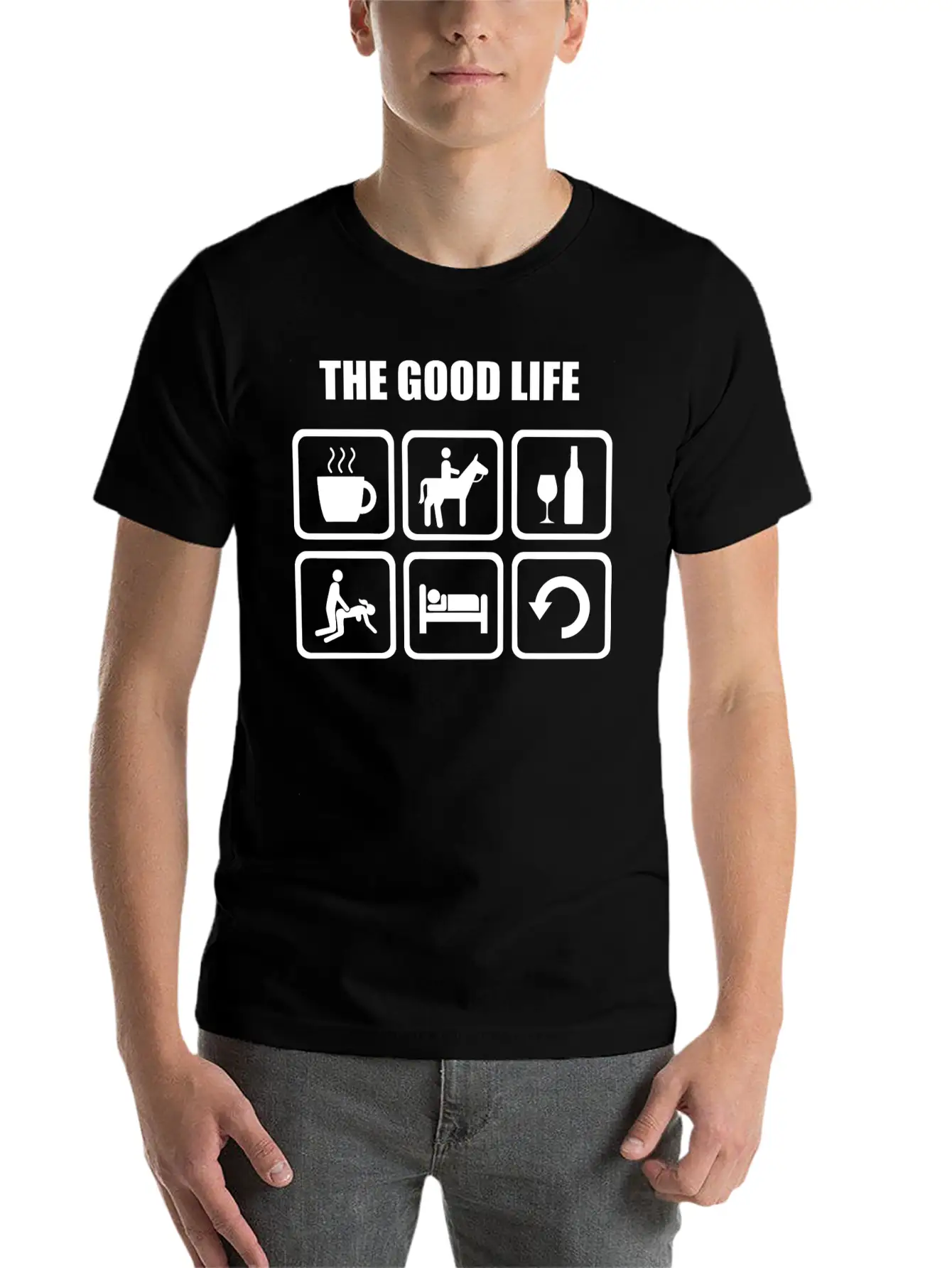 Horse Riding - The Good Life Horse Riding Relaxed Everyday Tee – Lightweight And Durable Cotton